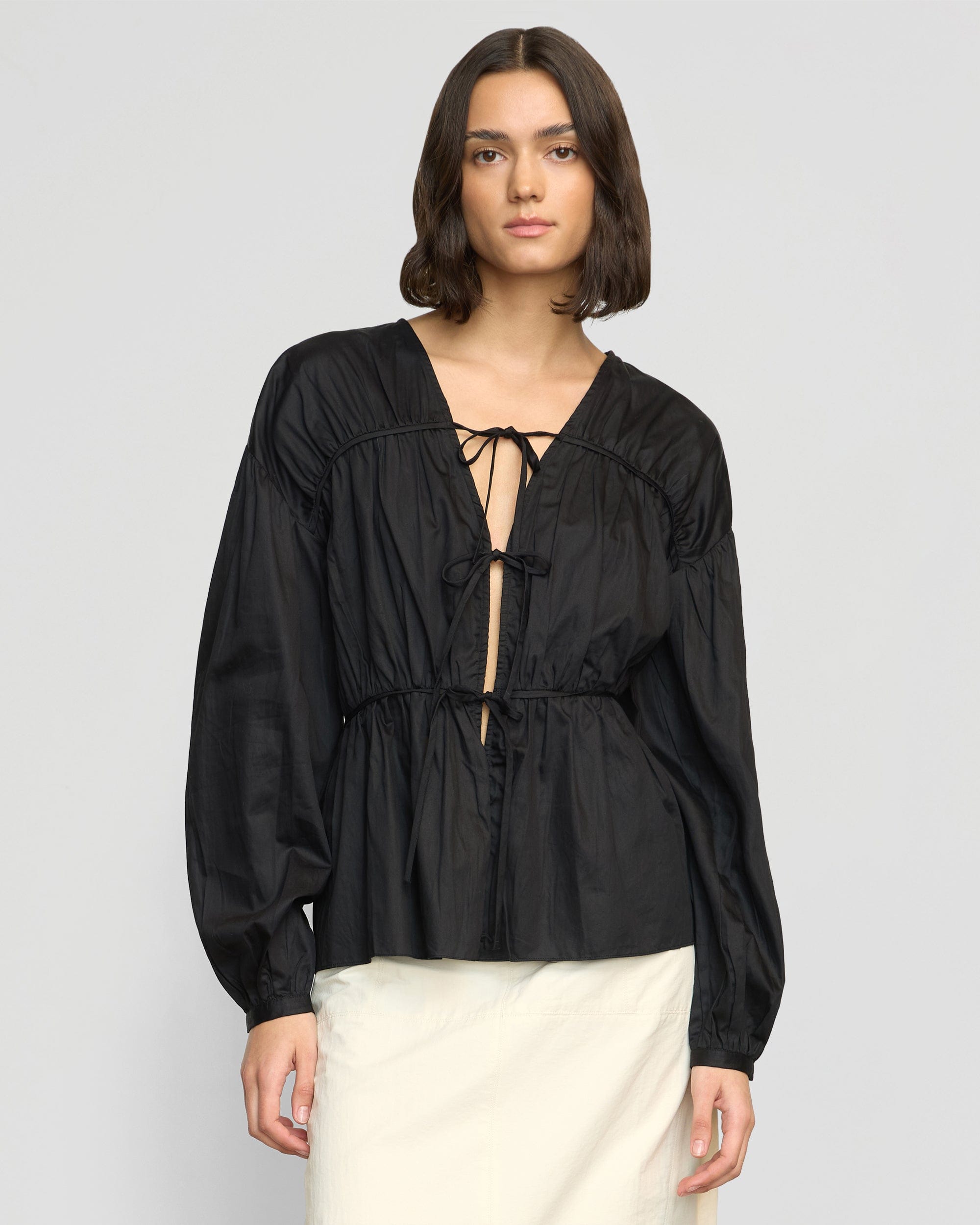 Eco-Friendly Hira Tie Front Organic Cotton Blouse for Women | Breathable & Comfortable Casual Top for Office, Date Night & Spring Outfits