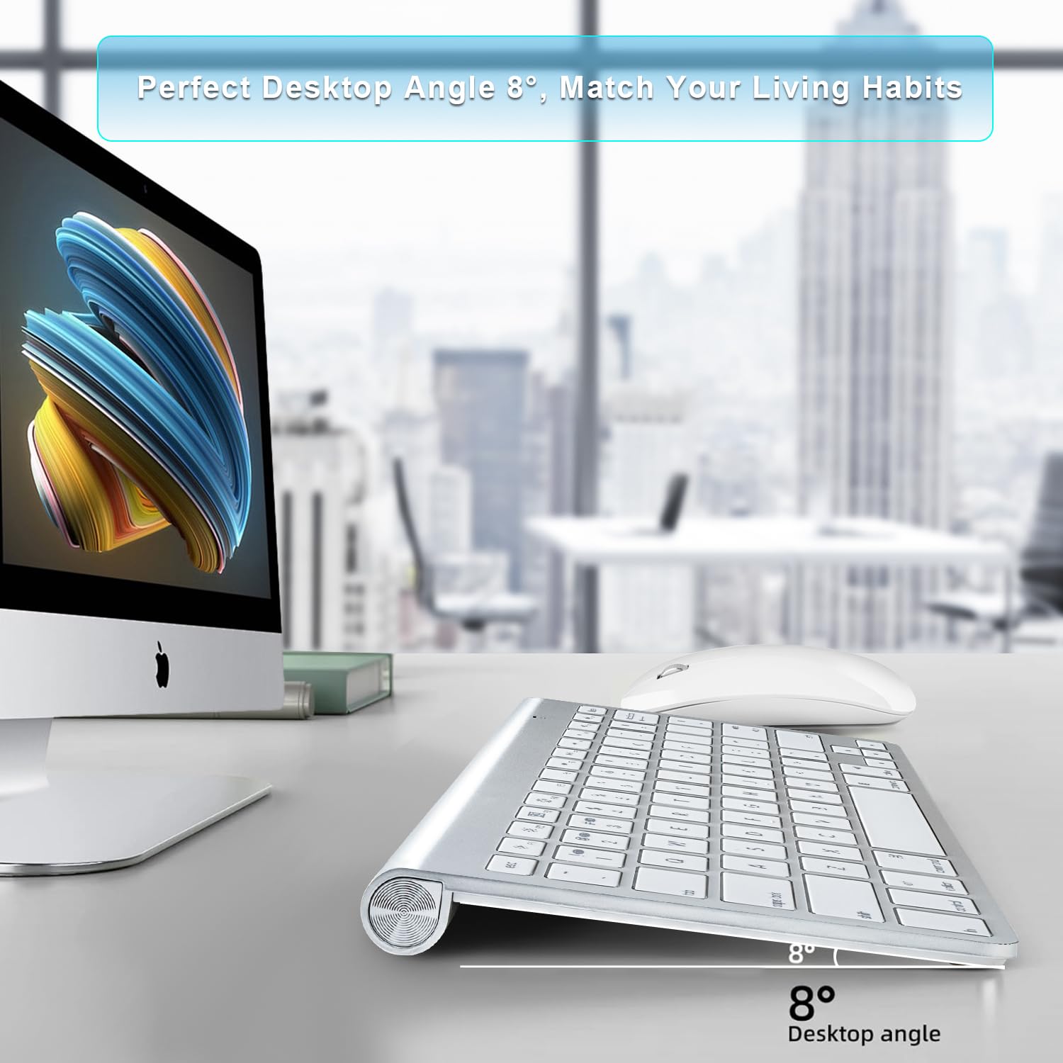 Wireless Keyboard and Mouse Combo for iMac & MacBook Air/Pro - Bluetooth & USB Connectivity - Ergonomic Design for Home Office & Gaming