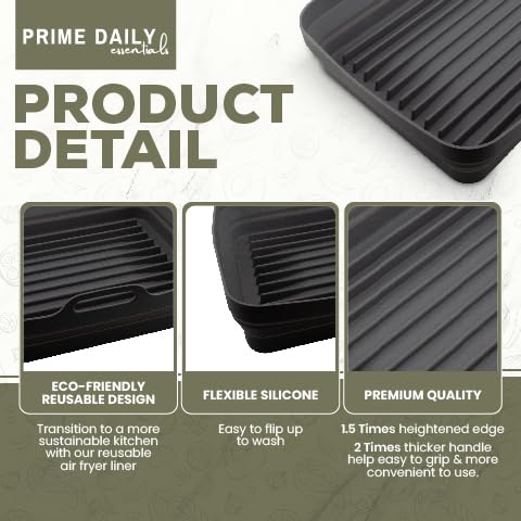 Extra Large Reusable Silicone Air Fryer Liners for Toaster Oven - Non-Stick, Durable Baking Accessories for Family Meals | Perfect for Roasting, Frying & Reheating Food in Air Fryers