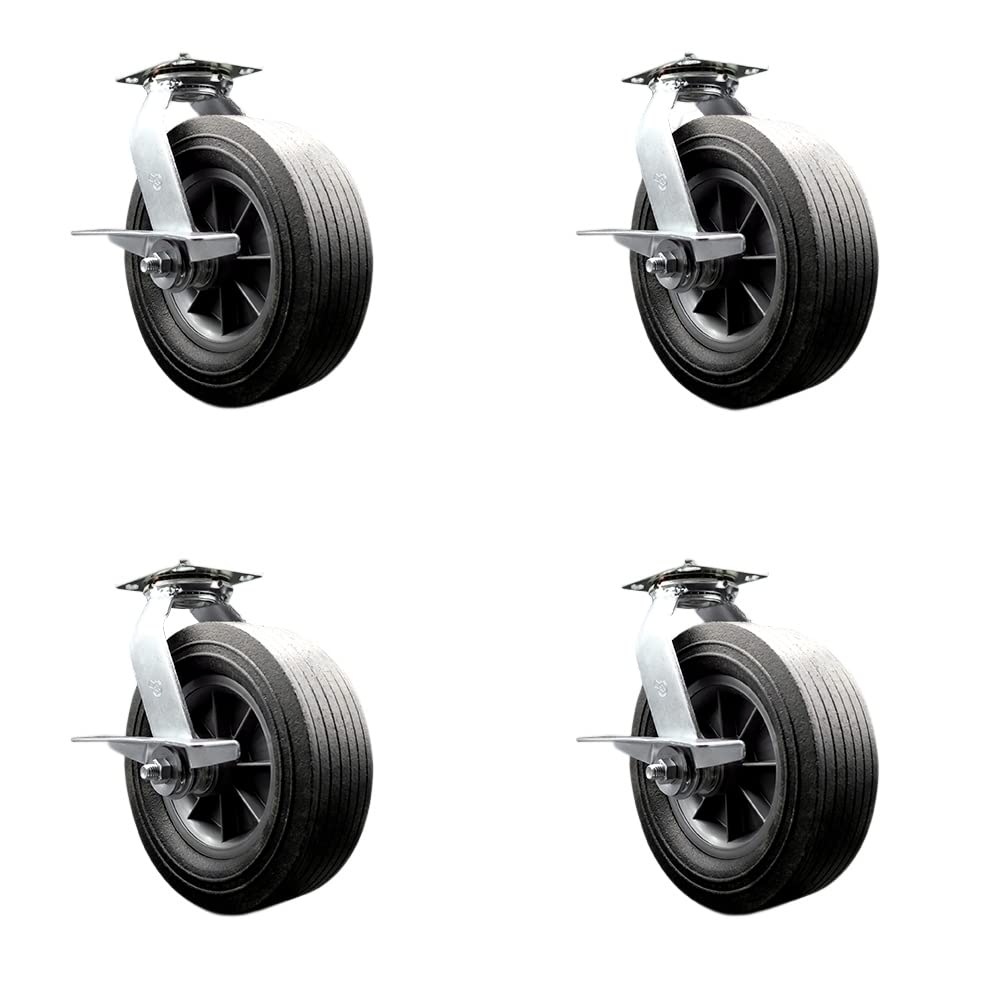 Greenlee CST10 MA6065 GMX Material Cart Caster Set - 4-Piece Swivel Casters with Brakes & Bolt-On Locks - Heavy Duty Service Casters for Workshop, Garage & Industrial Use