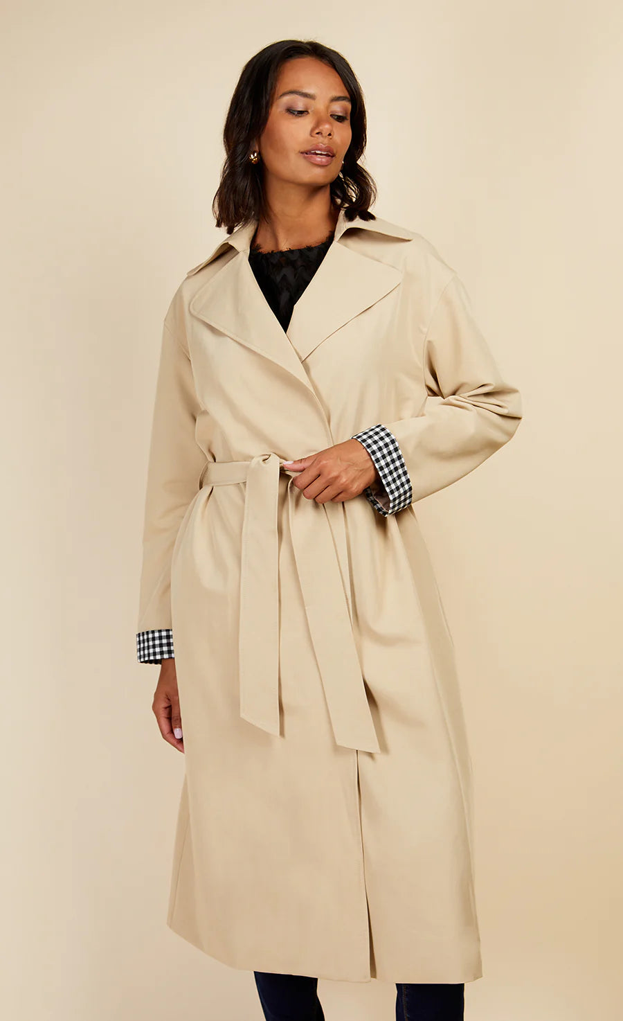CAMELLE Women's Classic Beige Trench Coat - Waterproof Lightweight Long Coat for Fall & Spring | Perfect for Office, Travel & Everyday Wear