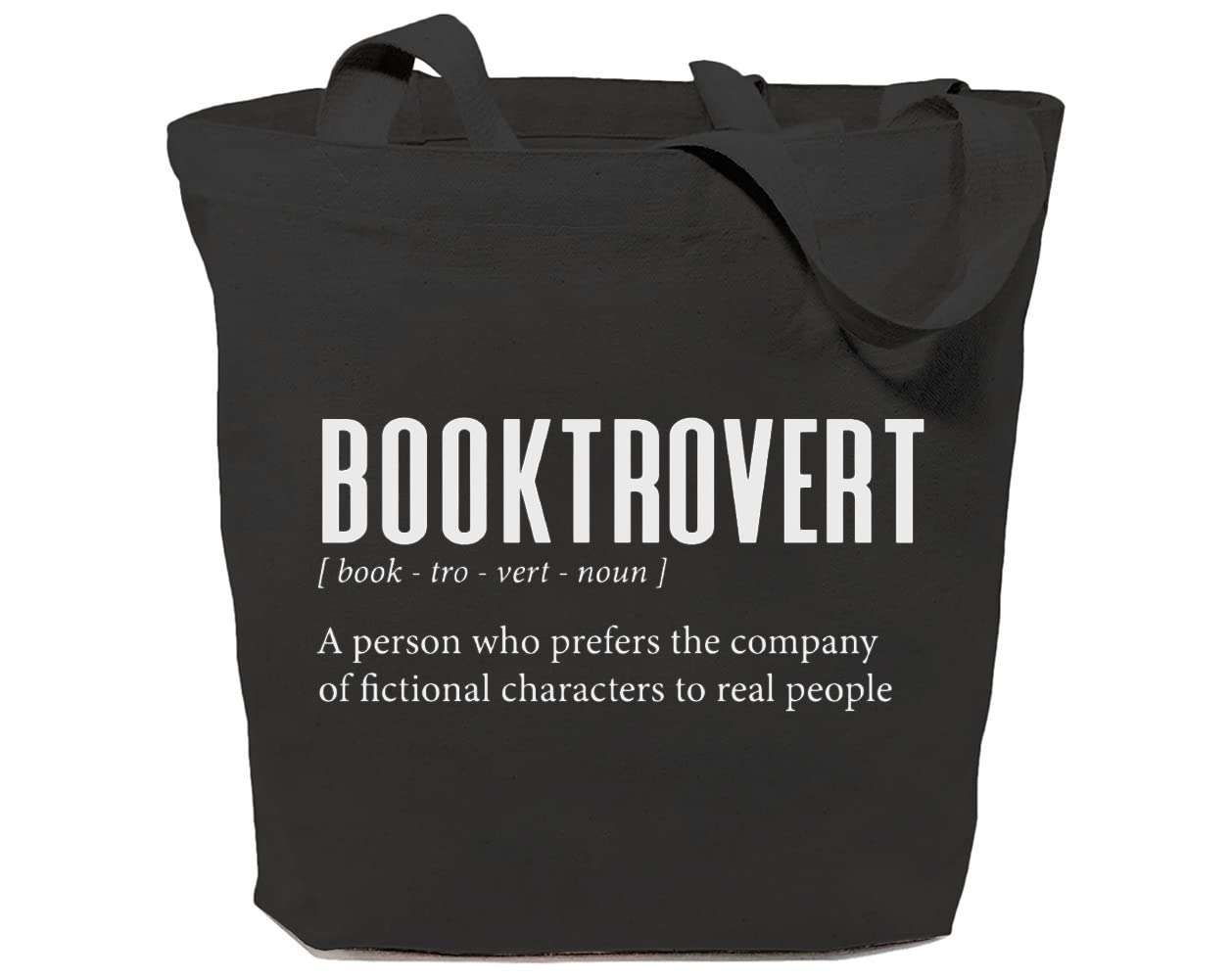 Booktrovert Definition Canvas Tote Bag - Reusable Grocery Shoulder Bag for Women - Funny Book Lover Gift - Perfect for Shopping, Library & Bookstore Trips
