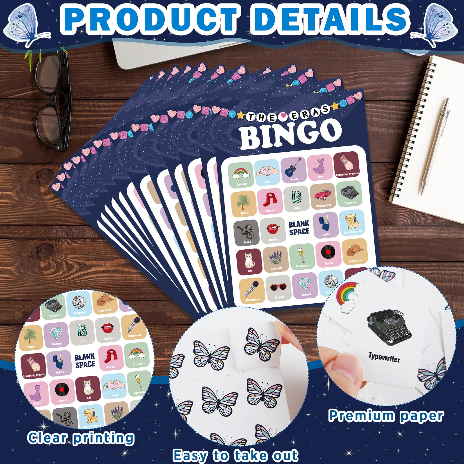 Music Party Bingo Game Cards - 24 Players for Adults | Fun Singer & Guitar Themed Birthday Party Game | Perfect for Music Lovers, Bachelorette Parties & Family Gatherings | Great as Party Favors & Group Entertainment
