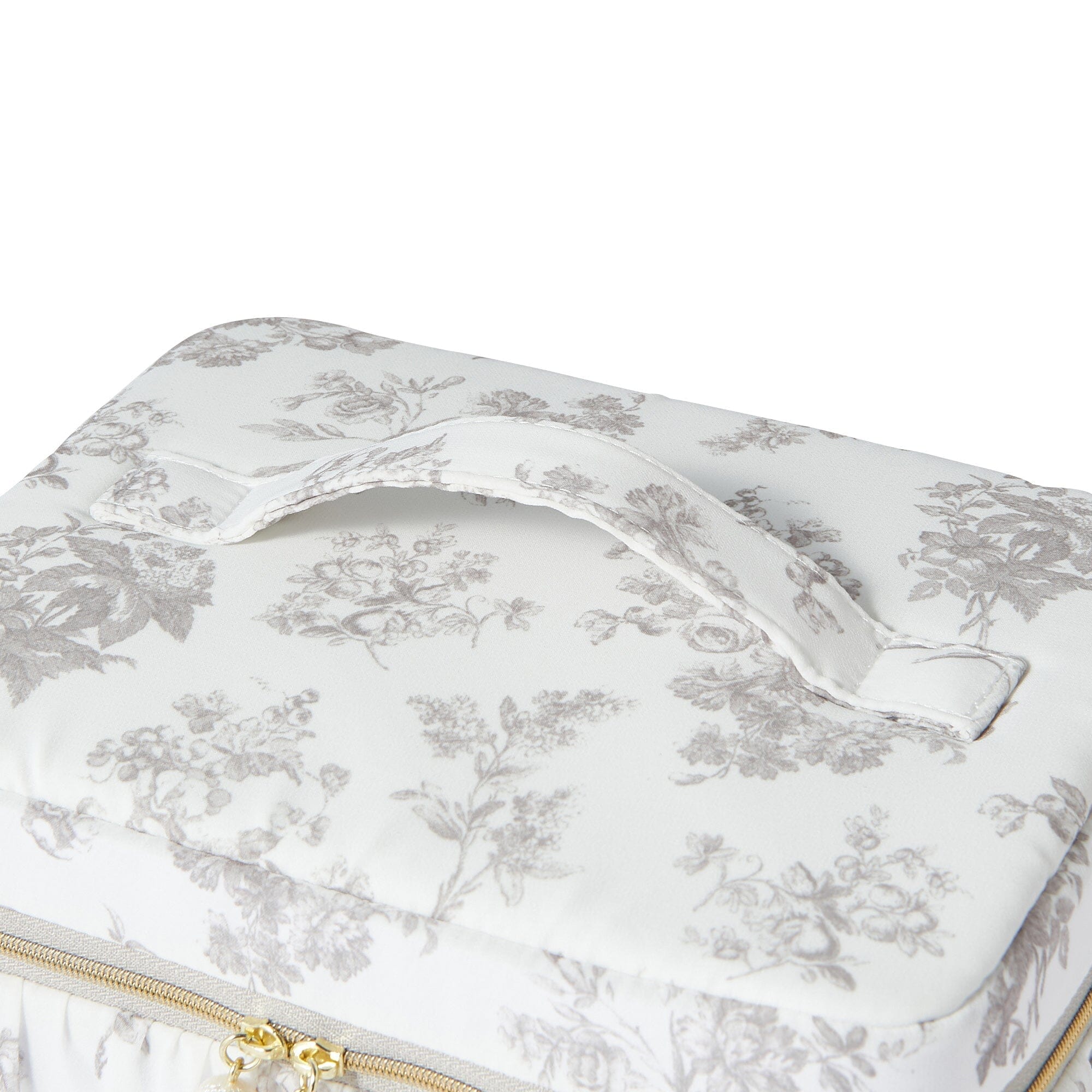 Classic Flower Vanity Pouch Large Beige - Elegant Cosmetic Bag for Women, Travel Makeup Organizer, Perfect for Daily Use & Gift Giving