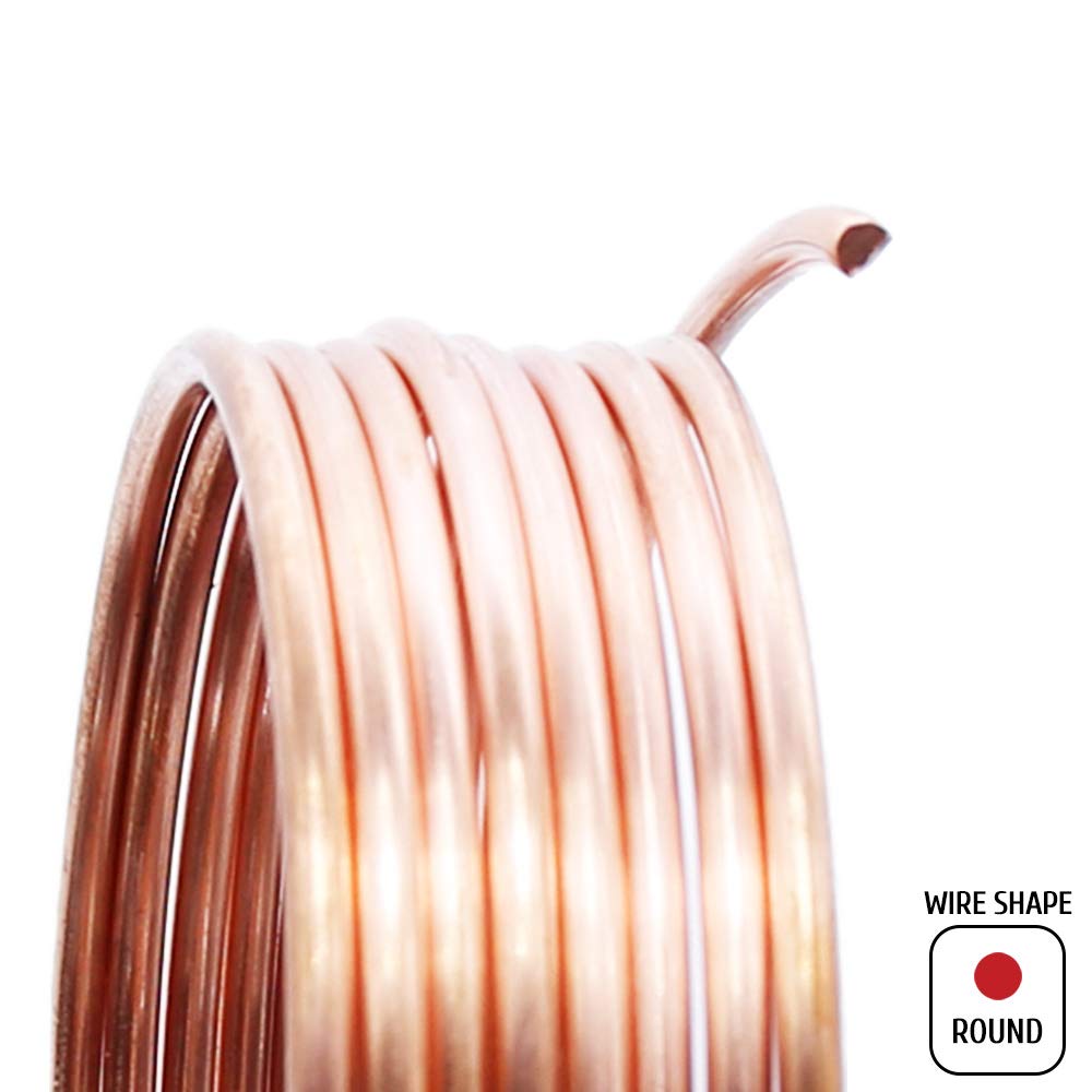 Premium Solid Bare Copper Wire - Round, Bright, Dead Soft (12 Gauge, 25 Feet) - Choose 10-30 Gauge for Electrical Projects, Jewelry Making & DIY Crafts