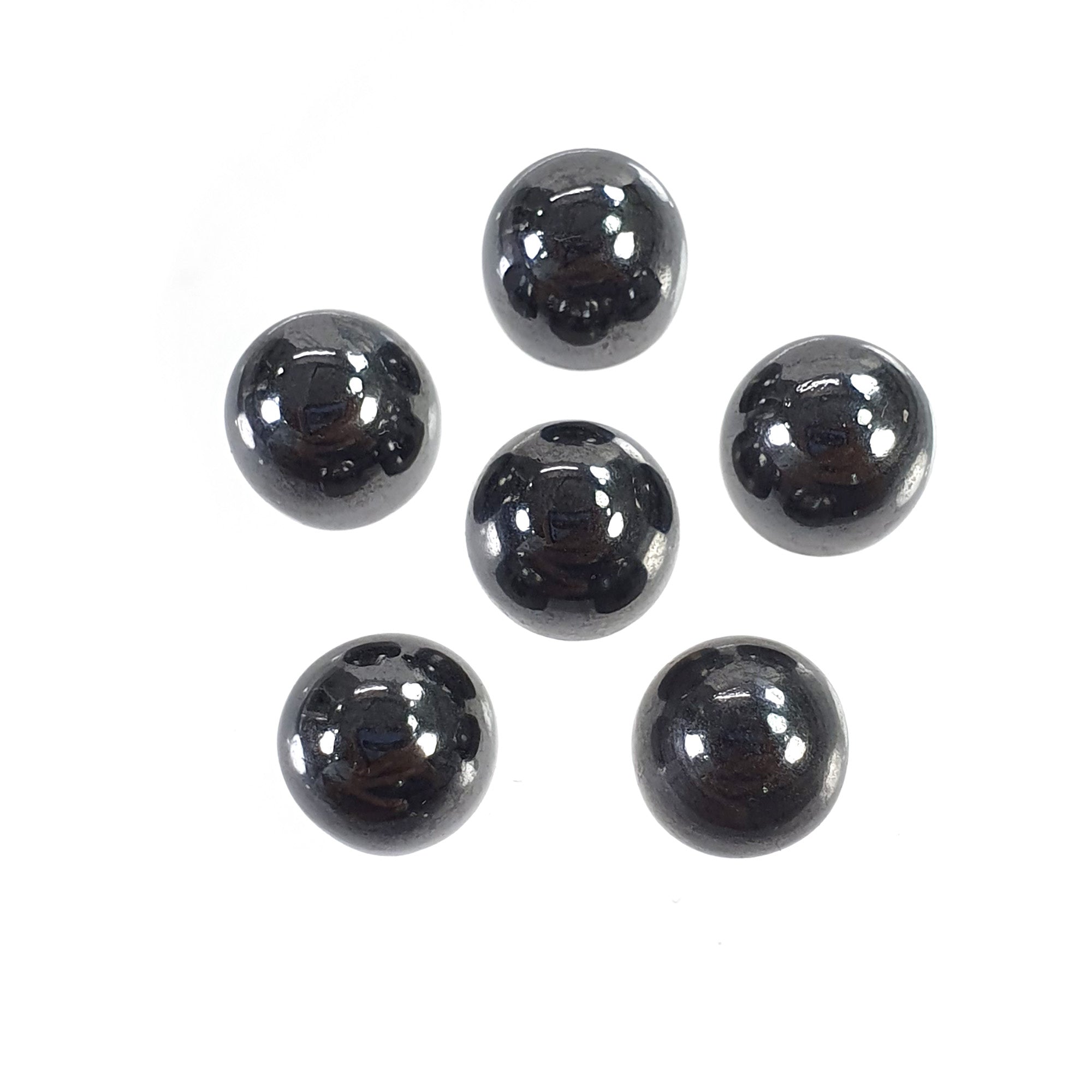 Natural Black Hematite Gemstone Cabochon - 86.10cts Untreated Unheated Hematite Bullet Shape (9.5mm, 6 Pieces) for Jewelry Making, Wire Wrapping & Healing Crystal Collection
