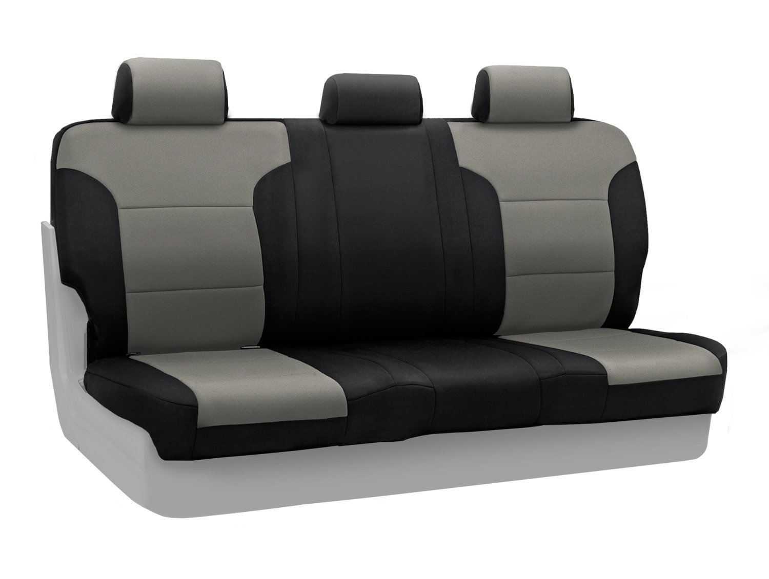 Coverking Custom Fit Neoprene Rear Bench Seat Cover for Ram 1500 Trucks - Medium Gray with Black Sides | Waterproof & Durable Protection for Pets, Spills & Wear | Perfect for Work Trucks, Camping & Family Vehicles