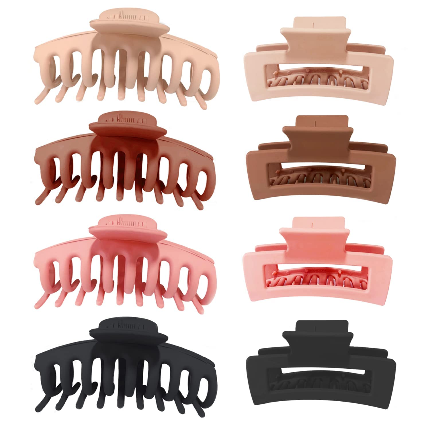 Large Hair Clips for Women - Strong Hold Matte Jaw Clips for Thick & Thin Hair | Hair Accessories for Women & Girls (Pink, Cream, Beige, Black) | Perfect for Updos, Ponytails & Everyday Styling
