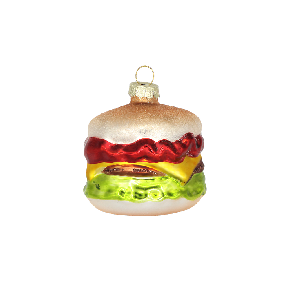 Funny Cheeseburger with Ketchup Christmas Ornament - Perfect for Holiday Tree Decorations & Fast Food Lover Gifts