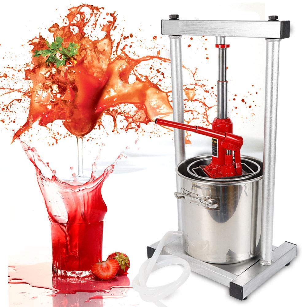 12L Stainless Steel Fruit Press Crusher - Hydraulic Juice Maker for Wine, Cider & Apple Pressing - Heavy Duty Fruit Grinder for Home Brewing & Winemaking - Perfect for Orchards, Vineyards & DIY Juice Production