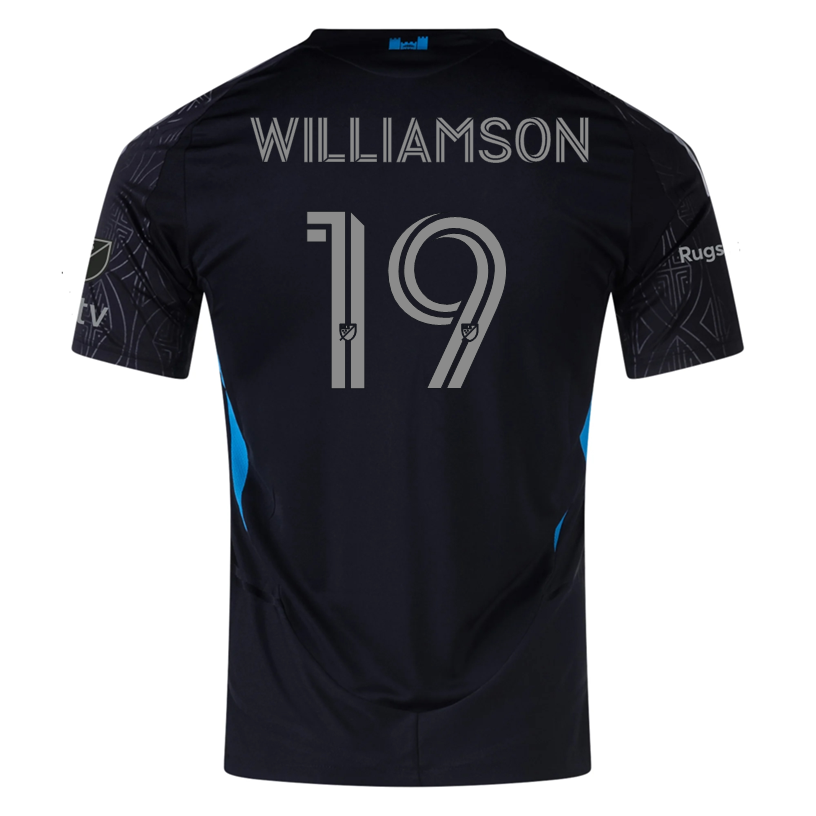 Adidas Eryk Williamson Charlotte FC Authentic Away Jersey 25/26 - Black Soccer Jersey for Men - Perfect for Matchdays, Fan Events & Sports Collectibles