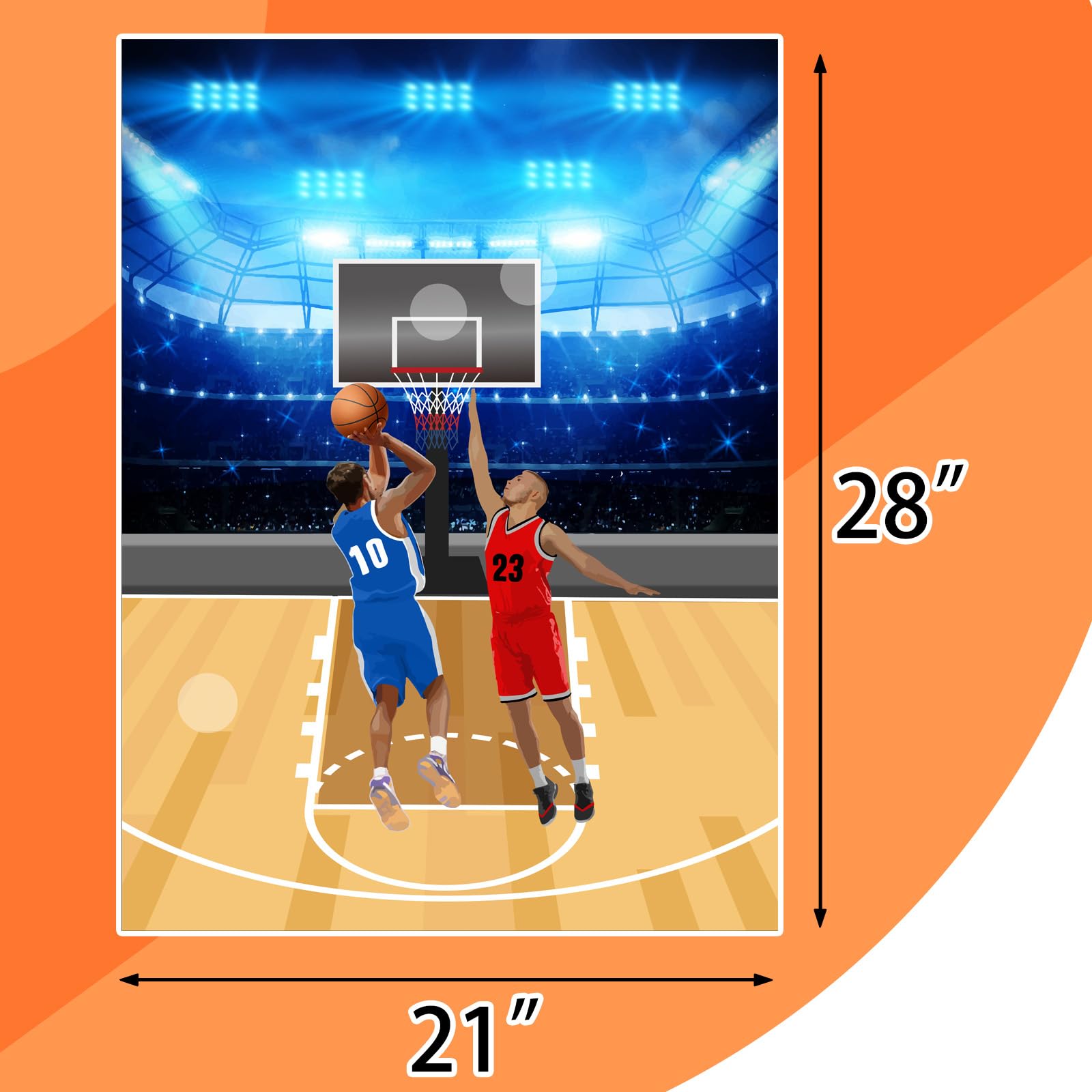 PLULON Basketball Party Game for Kids - Pin The Basketball on The Hoop Game Set with Stickers | Fun Birthday Party Decor & Classroom Activity for Boys & Girls | Perfect for Birthday Parties, School Events & Indoor Games