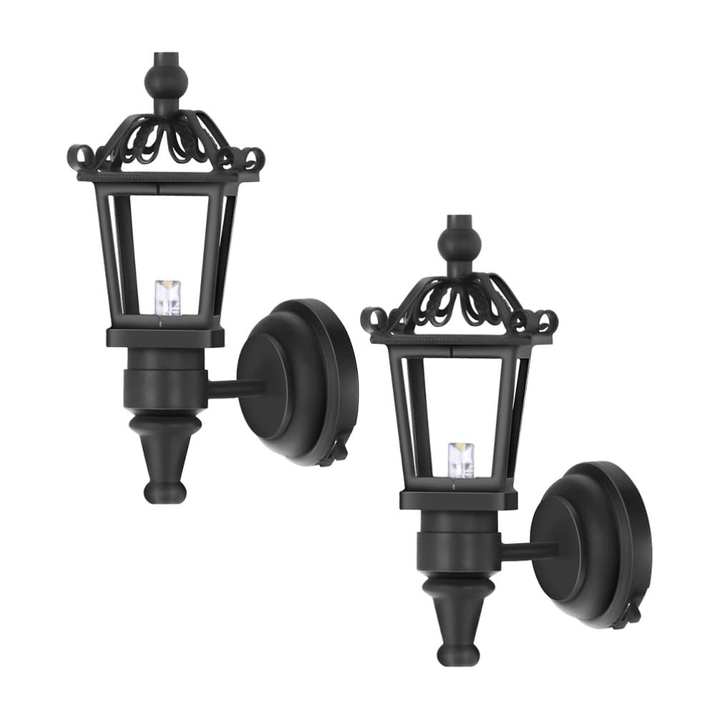 iBasenice Dollhouse Wall Lamp - 2 Pack Miniature 1:12 Scale Decorative Wall Lights, Black Simulation Furniture for DIY Dollhouse Accessories | Perfect for Dollhouse Lighting, Miniature Room Decor & Model House Displays