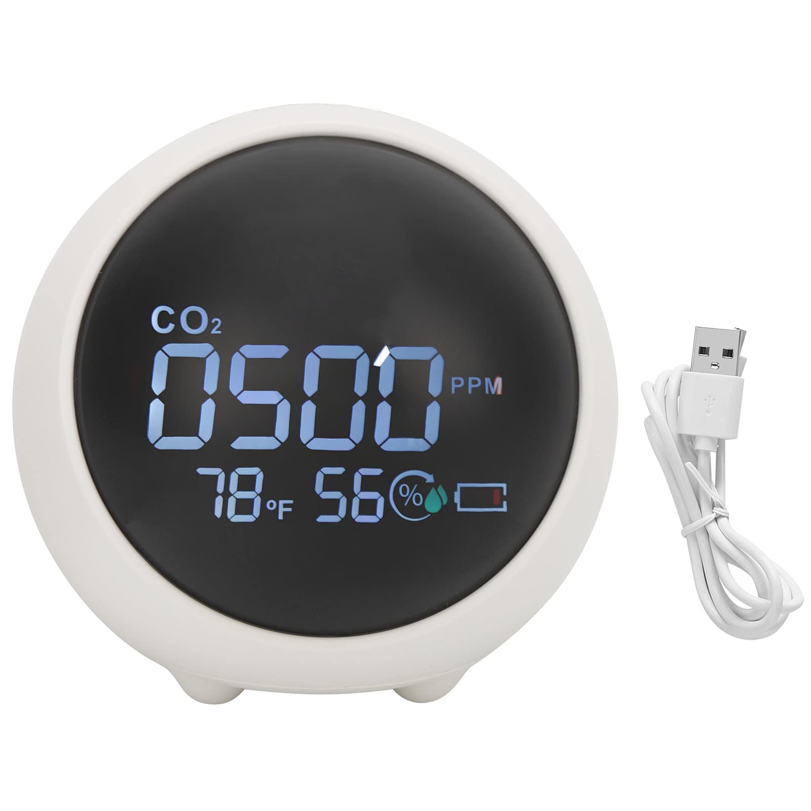CO2 Detector & Air Quality Monitor - Indoor Carbon Dioxide Meter with Temperature & Humidity Sensor, USB Charger for Home, Office, Gym, Car | Perfect for Baby Rooms, Classrooms & Greenhouses