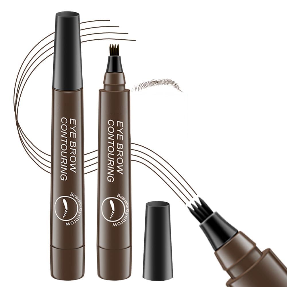 2Pcs Eyebrow Pen Set - Waterproof Microblading Eyebrow Pencil with 4 Tips for Natural Looking Brows, Long Lasting Eyebrow Makeup Kit for Daily Use & Professional Contouring | Perfect for Beginners, Salon & Everyday Makeup Routine