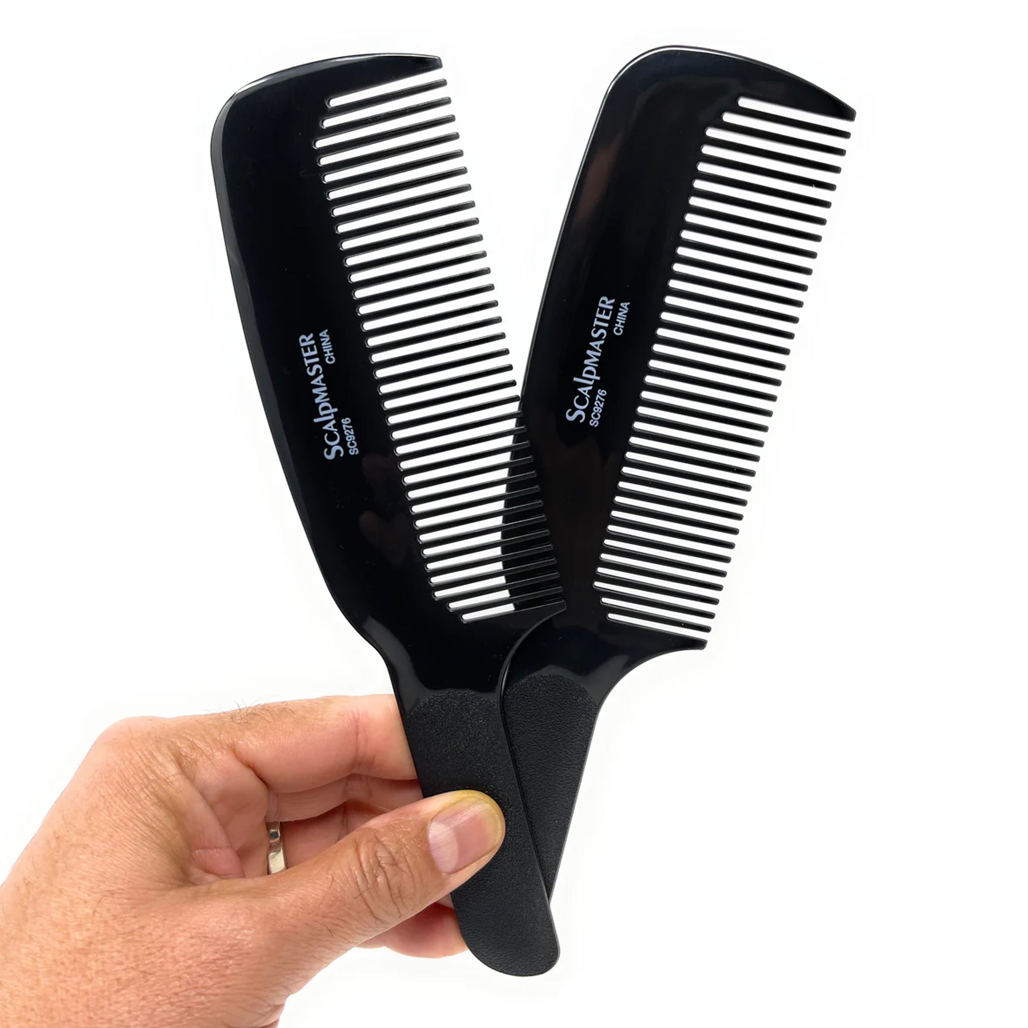Professional Scalpmaster Flat Top Clipper & Blending Comb Set - Heat Resistant Black Barber Tools (2-Piece) for Precision Hair Cutting, Fading & Styling - Perfect for Salon & Home Grooming