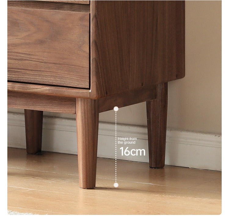 Solid Black Walnut Wood Side Cabinet - Vintage Narrow Storage Cabinet for Bedroom, Living Room & Entryway - Handcrafted Wooden Nightstand with Drawer & Shelf