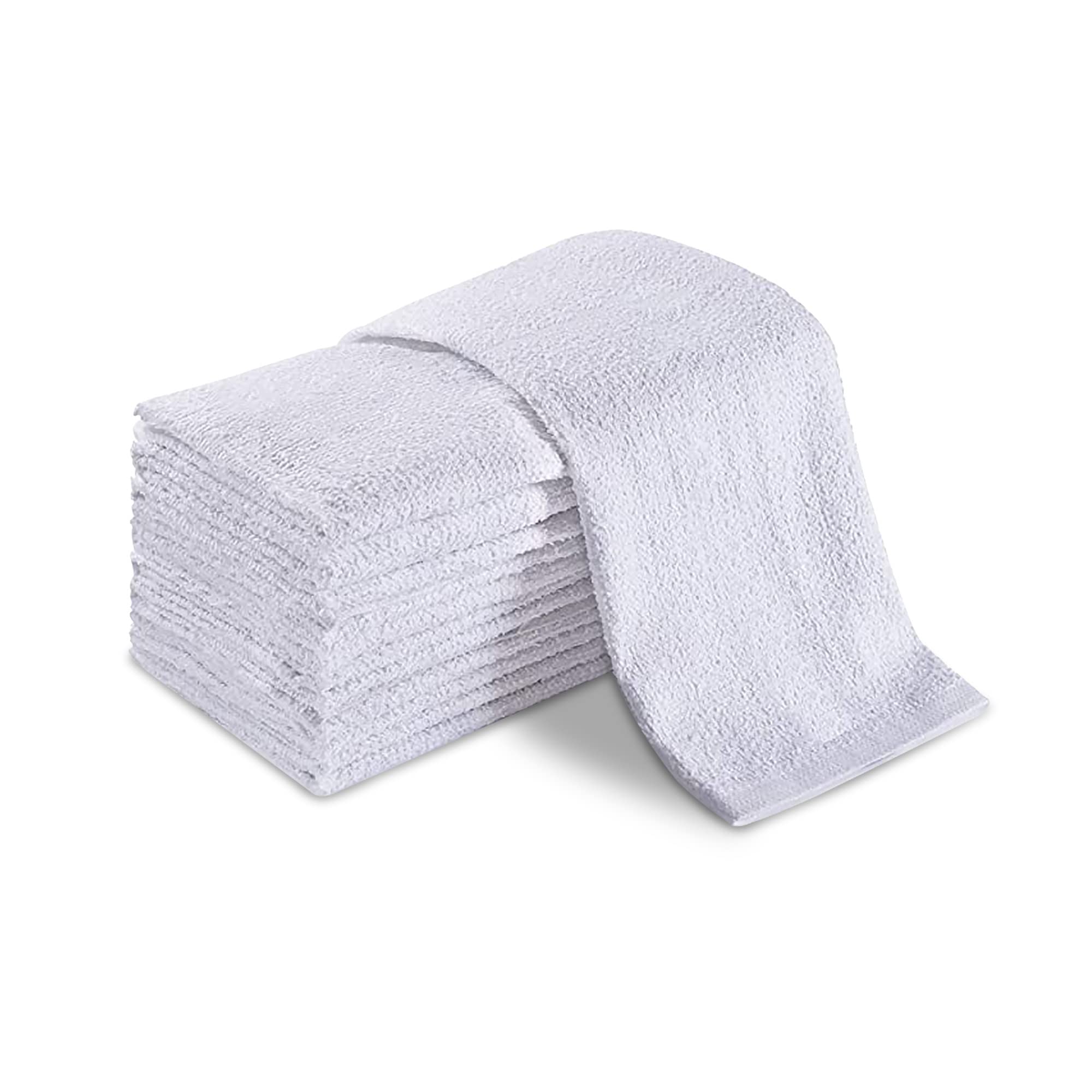 Groko Textiles 24-Pack White Universal Cleaning Towels, 16”x19” 100% Cotton Commercial Grade Terry Cloth - Bulk Bar Mops for Restaurant, Kitchen & Home Use - Perfect for Dish Drying, Counter Wiping & General Cleaning