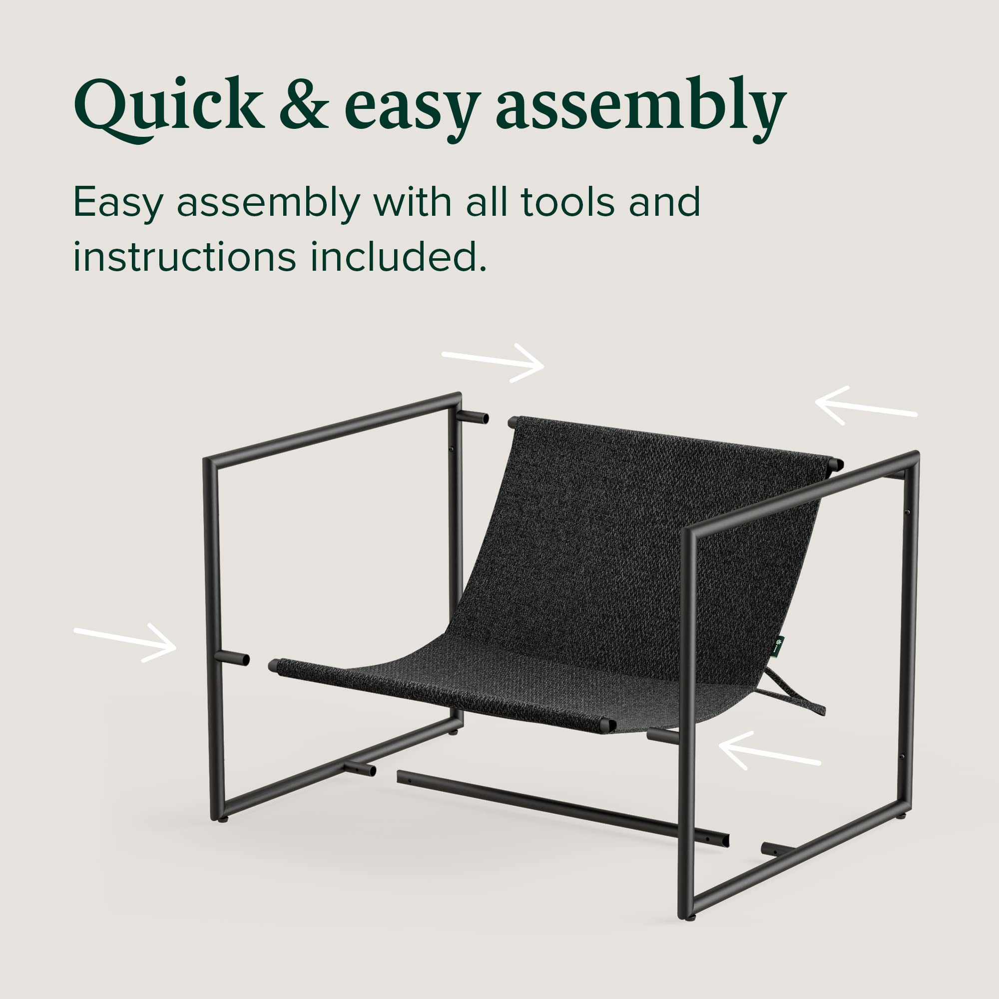 ZINUS Aidan Sling Accent Chair - Modern Metal Frame Armchair with Comfortable Shredded Foam Cushioning, Black - Perfect for Living Room, Bedroom, or Office Decor