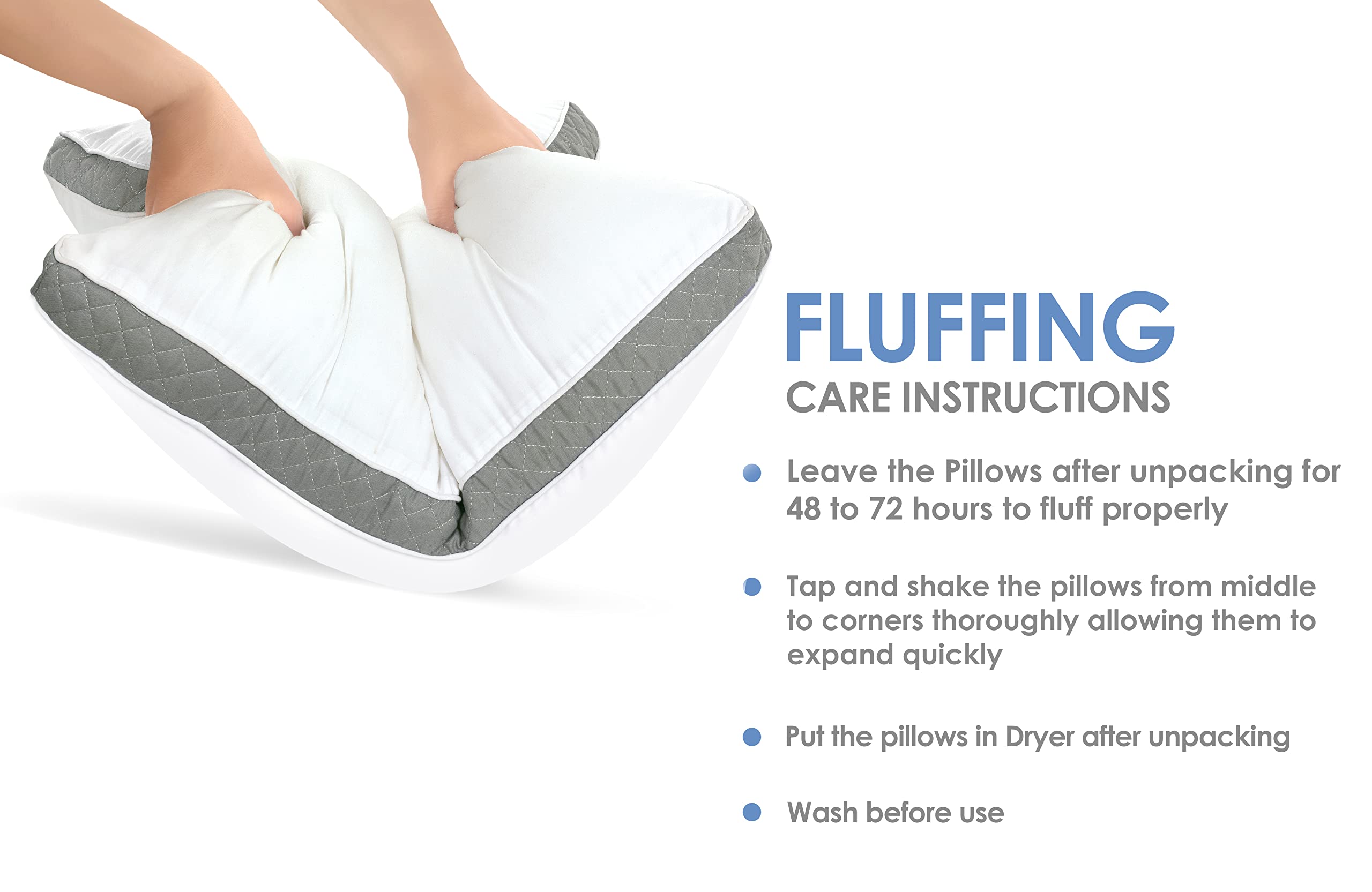 Oakias Set of 2 King Size Gusset Pillows - 18x36 Grey Side Sleeping Pillows for Bed - Breathable & Supportive Gusseted Pillows for Stomach Sleepers - Soft & Hypoallergenic - Machine Washable - Perfect for Back Pain Relief & Comfortable Night Sleep