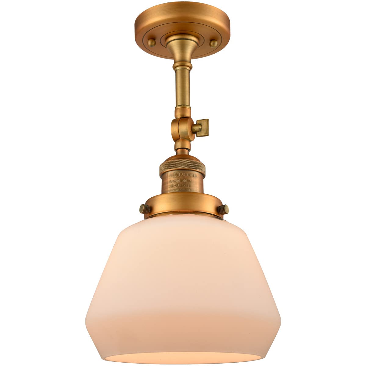 Innovations 201F-BB-G171-LED Semi-Flush Mount Ceiling Light Fixture - Brushed Brass Finish, Energy Efficient LED Lighting for Bedroom, Living Room & Hallway