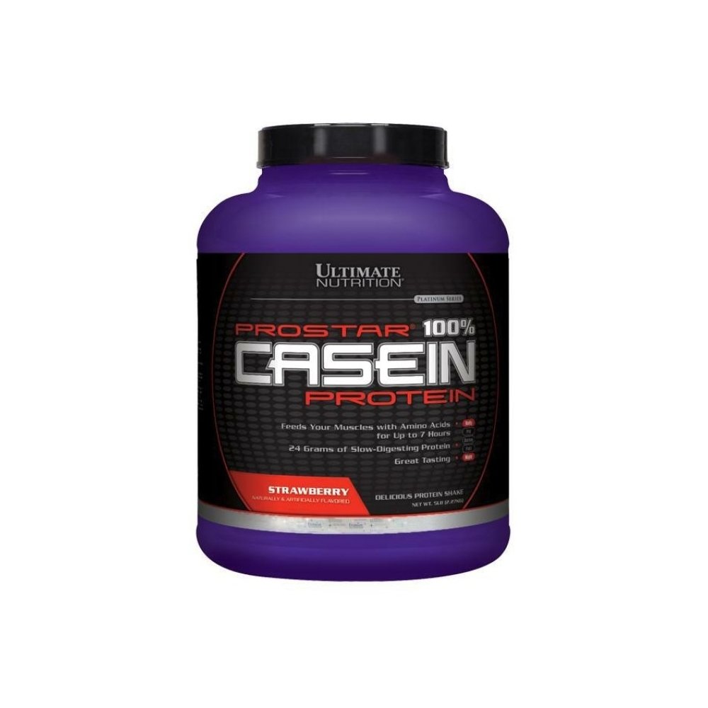 Ultimate Nutrition Prostar 100% Micellar & Hydrolyzed Casein Protein Powder - 5lb Strawberry Flavor | Slow-Digesting Protein for Overnight Muscle Growth & Recovery | Fat Free with BCAAs | Ideal for Post-Workout, Bedtime & Between Meals