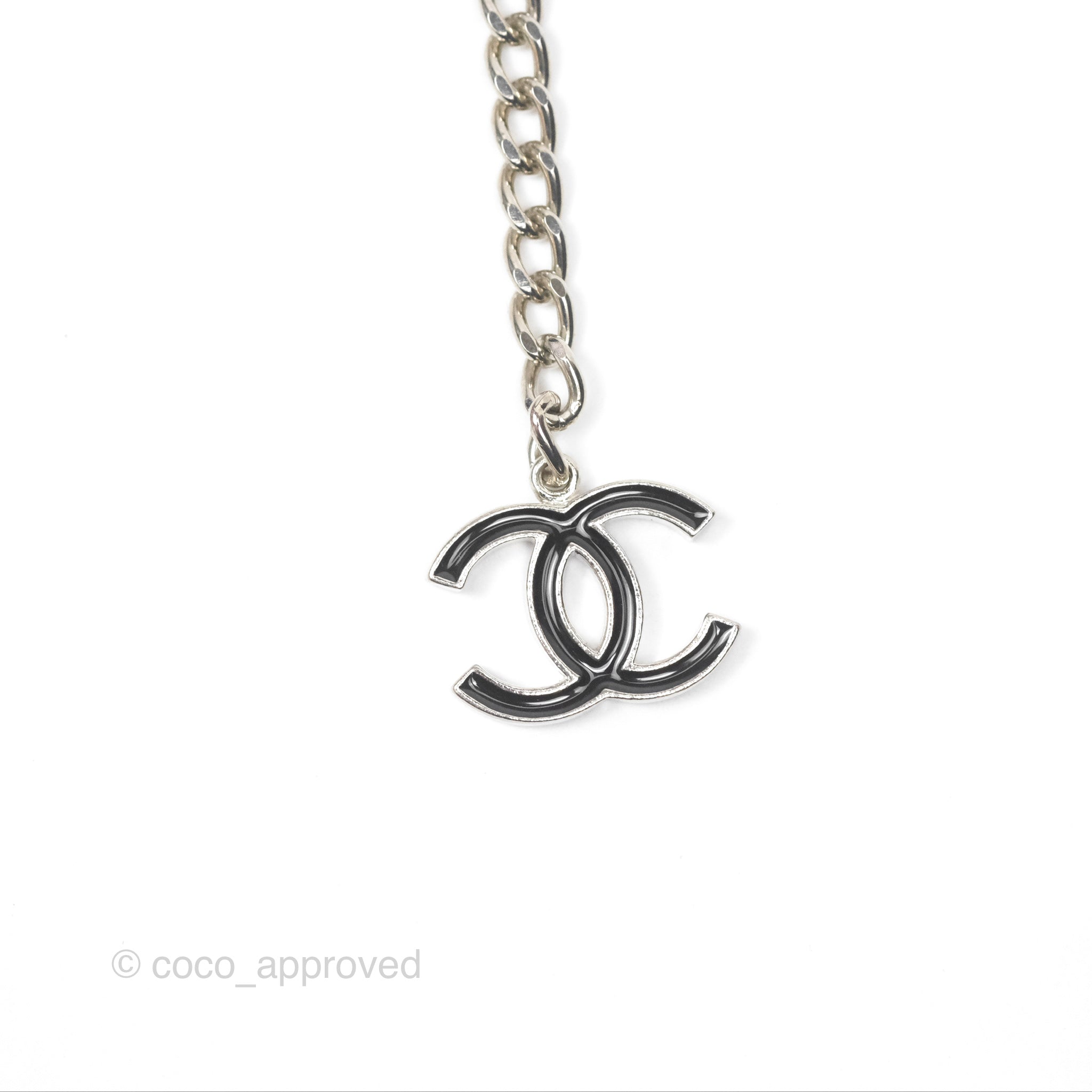 Chanel Black CC Chain Belt with Silver Tone Hardware - Stylish Waist Belt for Women | Perfect for Evening Dresses, Jeans & Formal Outfits