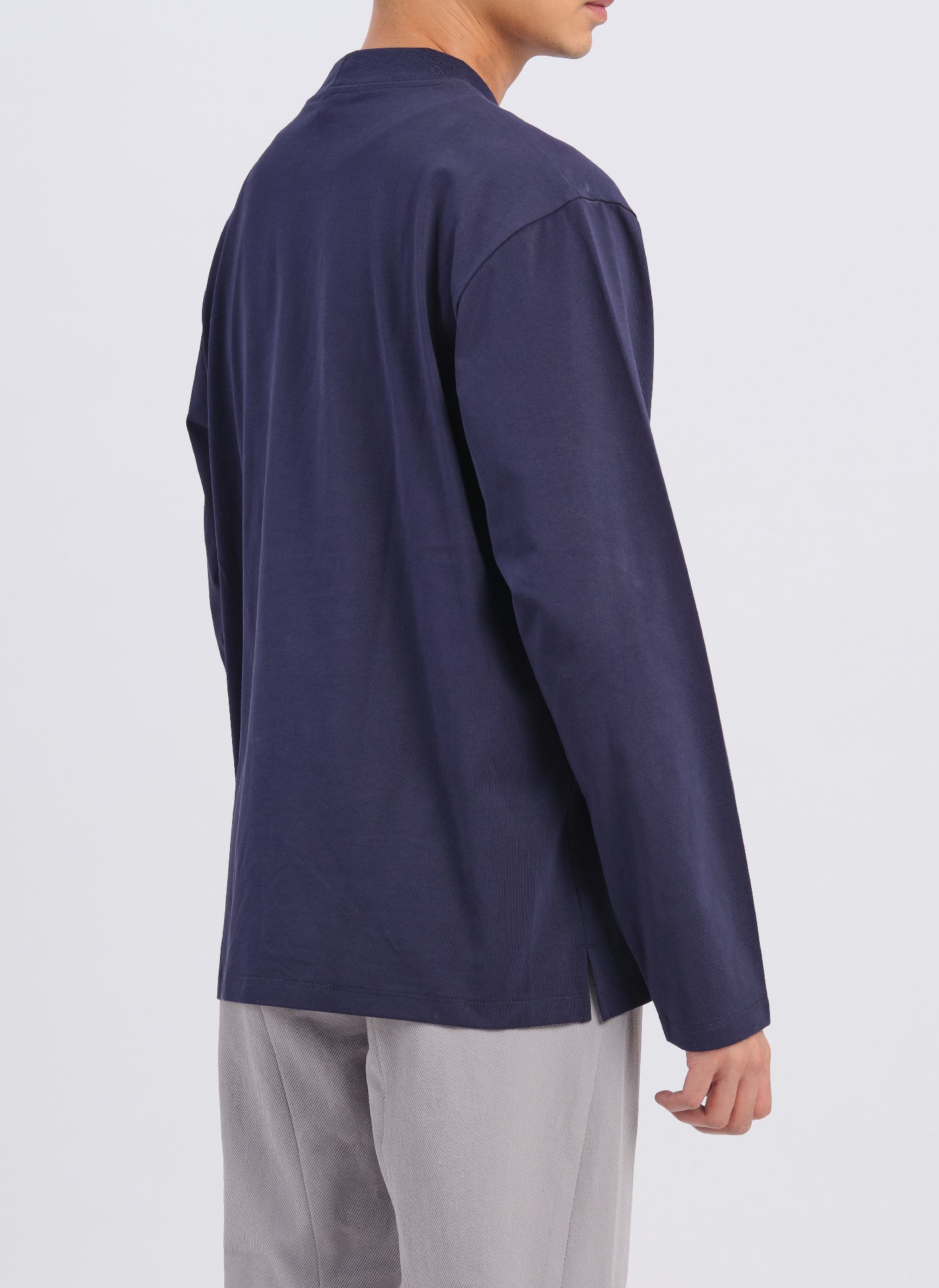 Premium Mercerized Cotton Mock Neck T-Shirt (T 05) - Soft Breathable Fabric for Casual Wear, Layering & Everyday Comfort