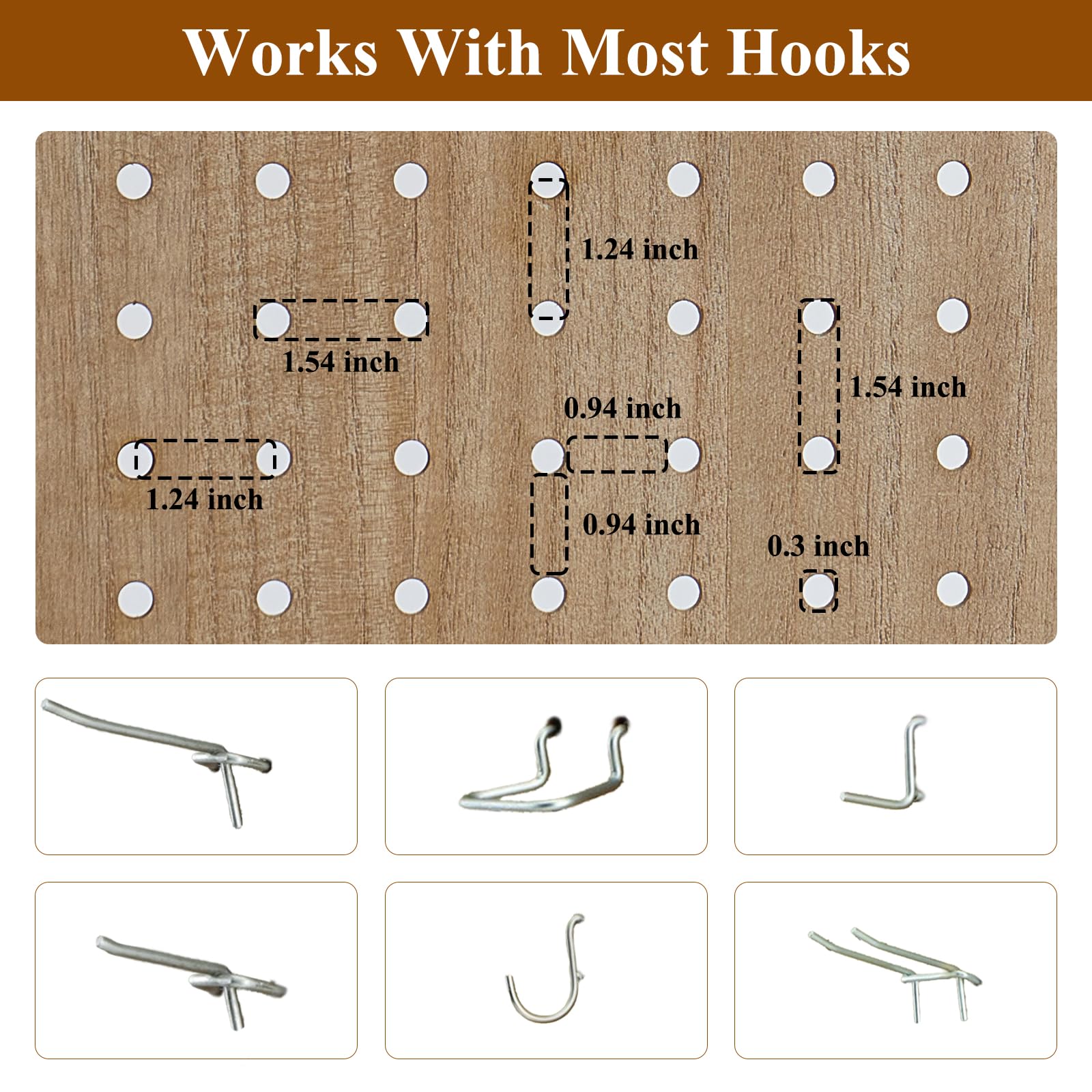 Rattan Room Divider Panel - 4-Panel Folding Privacy Screen with 16 Hooks | Pegboard Display for Jewelry Store, Bazaar & Bedroom | Wooden Partition Wall for Home, Office & Retail Spaces (Brown)