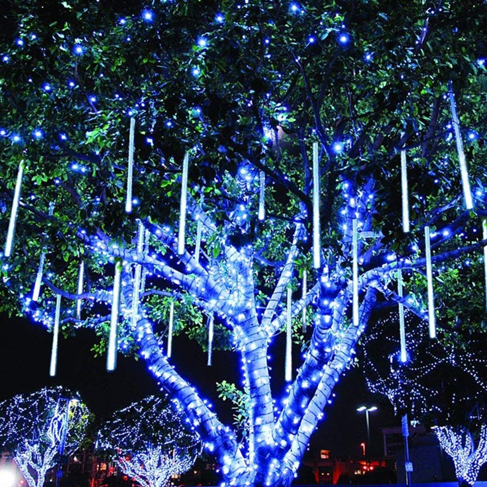 Twinkle Star 288 LED Meteor Shower Lights Outdoor - 8 Tubes Icicle Christmas Lights for Trees, Roof & Yard Decor | Waterproof Snow Falling & Raindrop Effect Holiday Lights for Xmas, Wedding, Party Decoration | Perfect for Winter, Garden, and Festive Celebrations