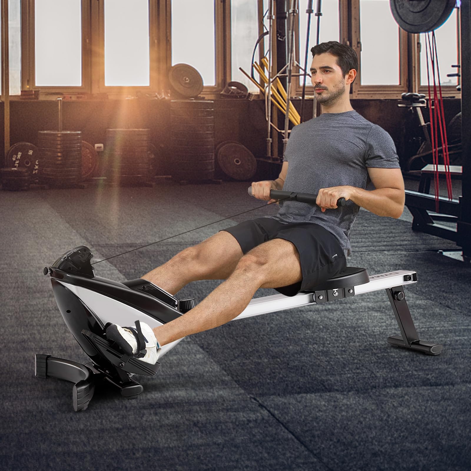 Goplus Magnetic Rowing Machine for Home Use - Adjustable Resistance Folding Rower with LCD Display, Cardio Fitness Equipment for Full Body Workout | Perfect for Small Spaces & Home Gym