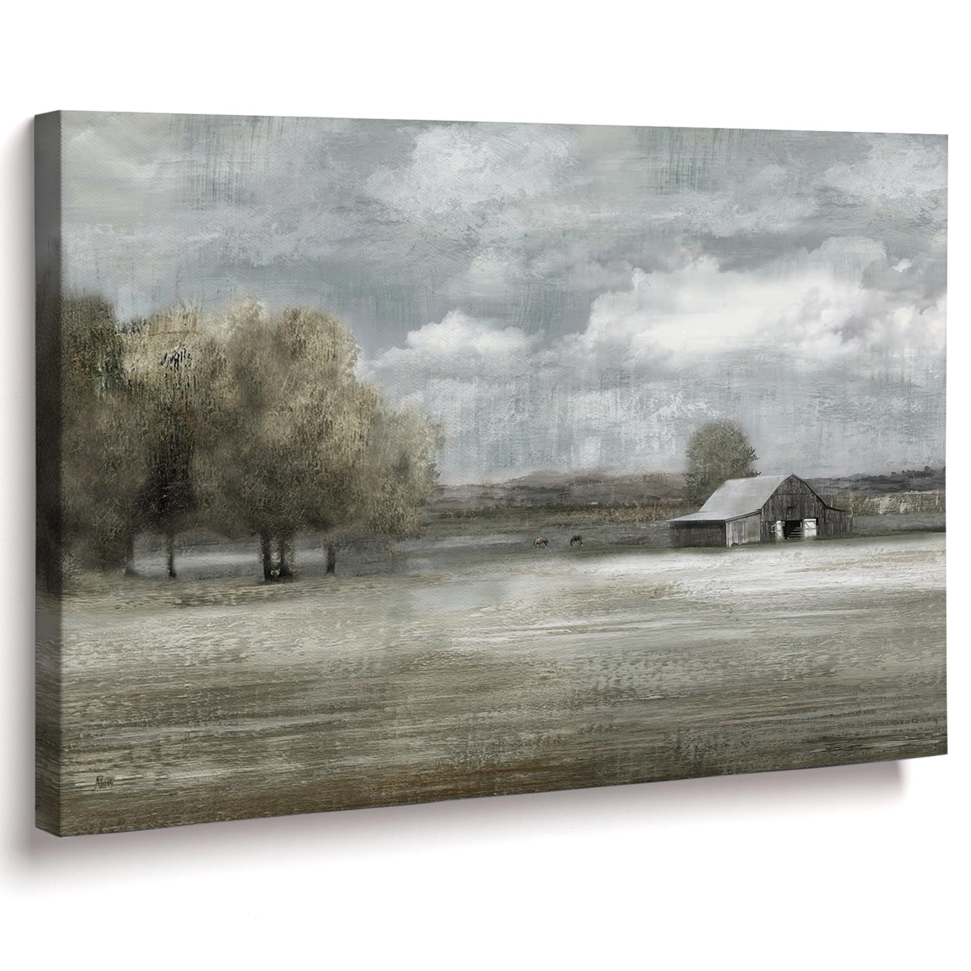 Farmhouse Country Quiet Canvas Wall Art Print - 43x32 Inch Handmade Fine Art by Artist Nan - Perfect for Living Room, Bedroom, Home & Office Decor