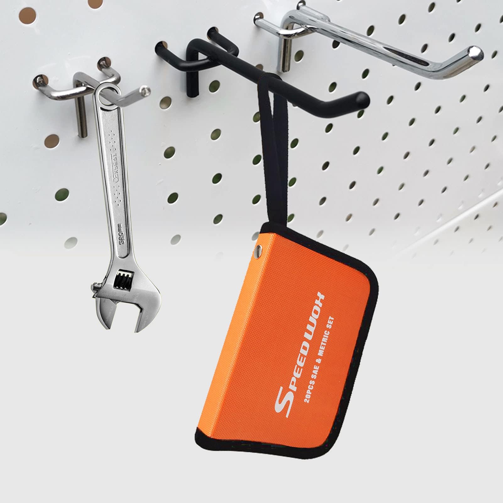 SPEEDWOX 20-Pocket Wrench Tool Storage Bag - Heavy Duty 1680D Oxford Fabric Organizer Pouch for Metric & SAE Wrenches - Portable Tote Design for Mechanics, DIY, and Construction Work - Perfect for Toolbox, Garage, and Job Site Organization