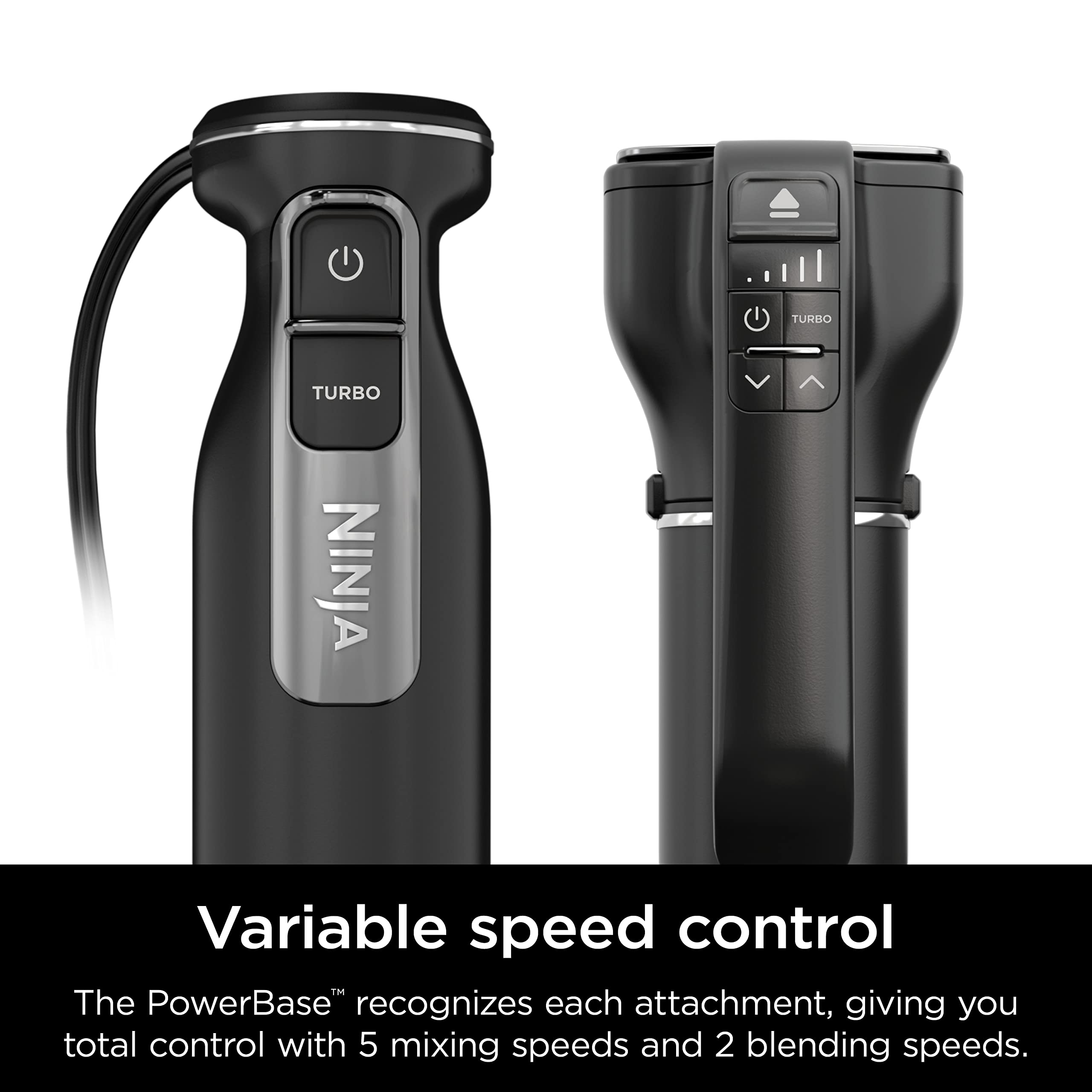 Ninja Foodi Power Mixer System - 750W Handheld Immersion Blender & Electric Hand Mixer Combo with Whisk, Beaters & 3-Cup Blending Vessel (120V, Black) - Perfect for Smoothies, Soups, Baking & Kitchen Prep