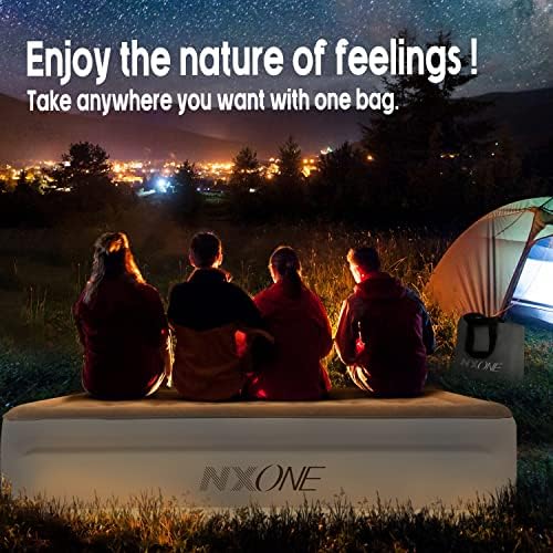 **NXONE Air Mattress - Inflatable Single/Double Airbed with Built-in Electric Pump, High Capacity 550lb - Portable Guest Bed for Home, Camping & Travel - Perfect for Sleepovers, Outdoor Adventures & Emergency Use**