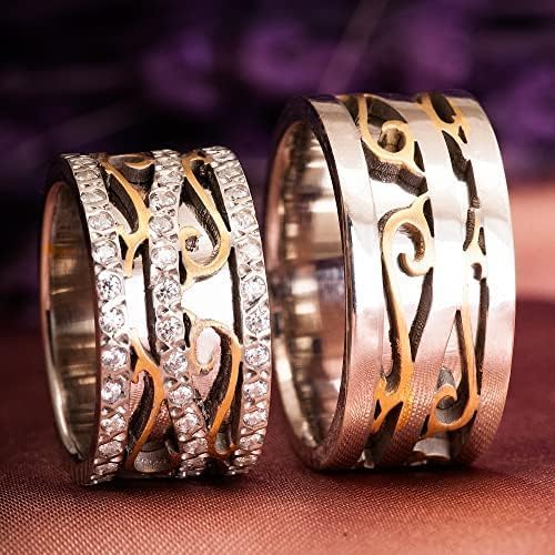 925 Sterling Silver Matching Wedding Rings for Couples - Personalized His & Hers Wedding Band Set - Elegant & Durable for Anniversaries, Engagements, and Vows