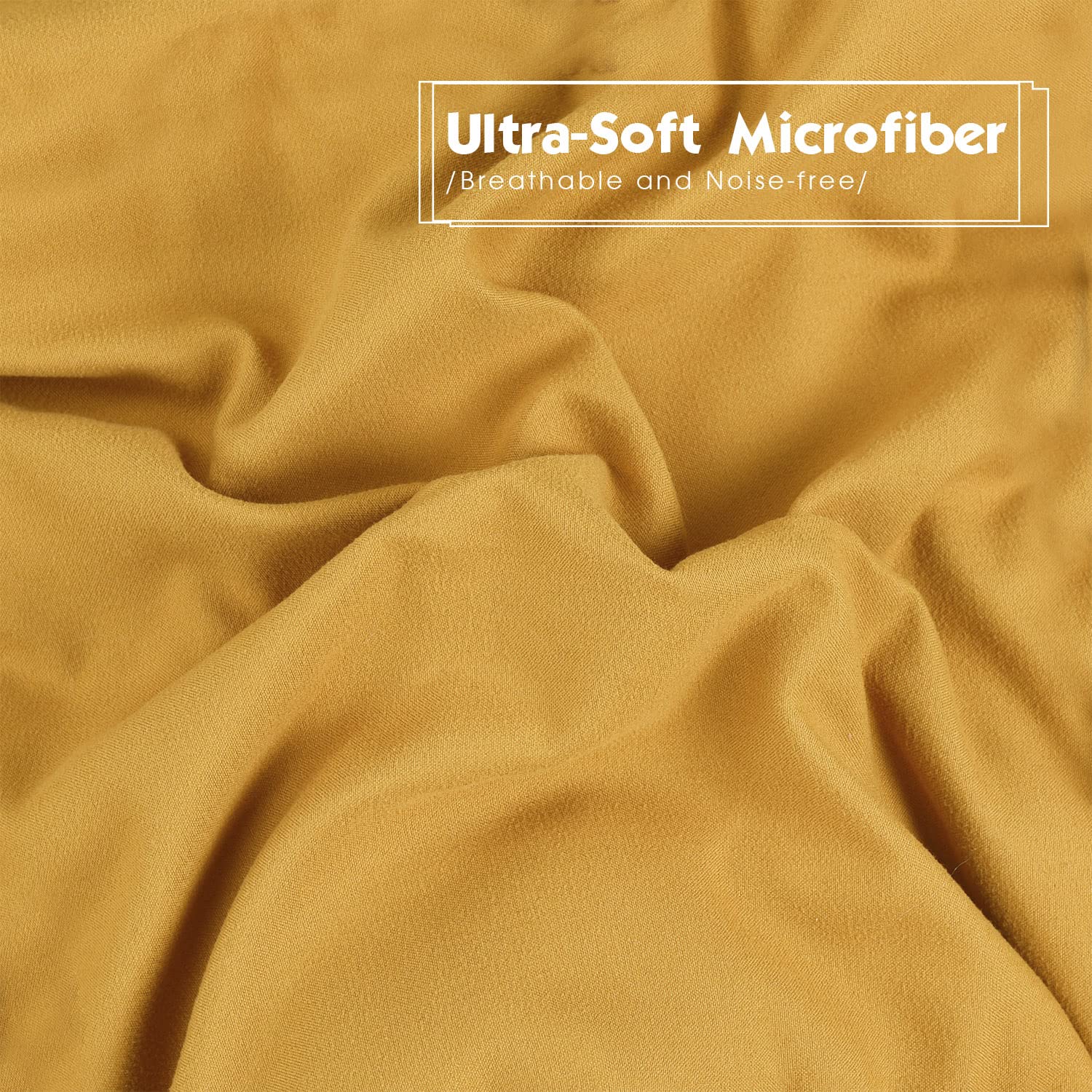 HIG 3-Piece All Season Reversible Mustard Yellow Down Alternative Comforter Set Twin Size - Baffle Box Construction - 100% Hypoallergenic Polyester Filling - Breathable Wrinkle Resistant Bedding - Perfect for Guest Rooms, Dorms & Cozy Bedrooms