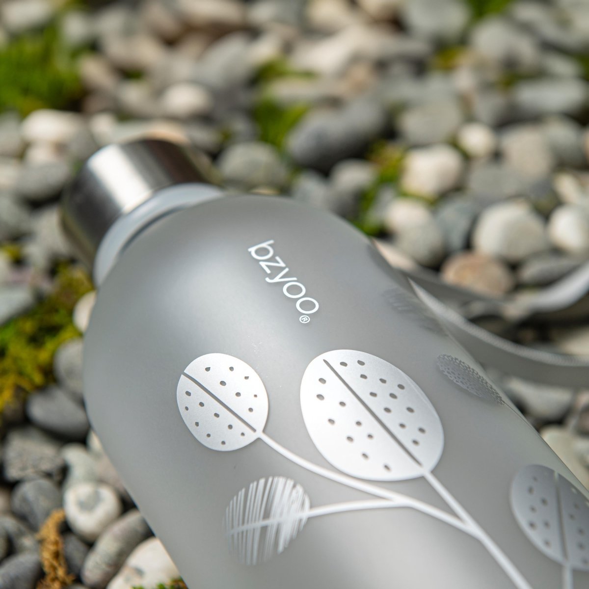 32oz Time Marker Tritan Water Bottle with Carrying Strap - Leaf Silver | Leak Proof BPA Free Sports Water Bottle for Gym, Hiking, Workout & Outdoor Activities