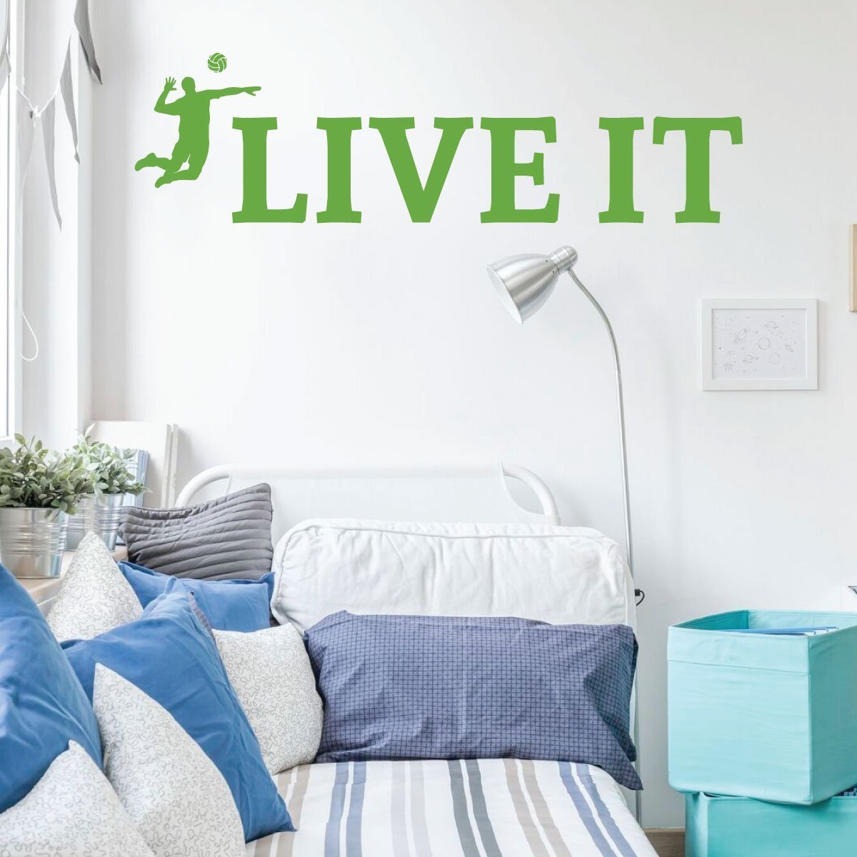 Volleyball Wall Decal - Motivational 'Live It' Vinyl Sticker for Boys Room - Sports Themed Bedroom & Playroom Decor - Perfect for Kids, Teens & Sports Fans