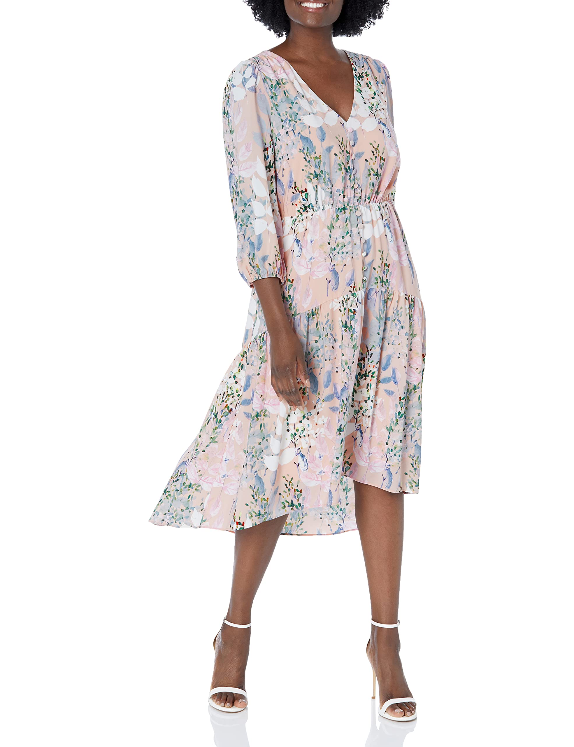 Adrianna Papell Women's Floral Print Button Front Dress - Elegant Spring & Summer Casual Wear for Weddings, Parties & Office