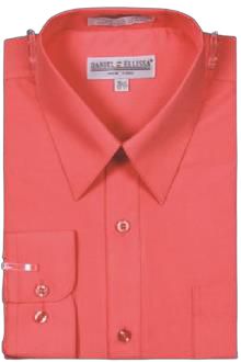 Daniel Ellissa DS3001 Basic Convertible Cuff Dress Shirt in Coral - Perfect for Office Wear, Business Meetings & Formal Occasions