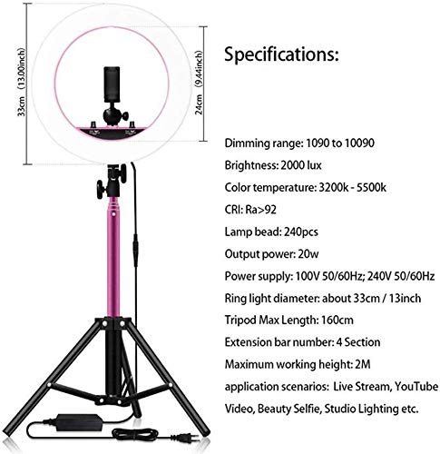 WSMLA 14 Inch Ring Light with Stand - Adjustable LED Selfie Light with Phone Tripod & Holder for Photography, Makeup, YouTube Videos & Live Streaming - Perfect for Content Creators, Beauty Vloggers & TikTokers