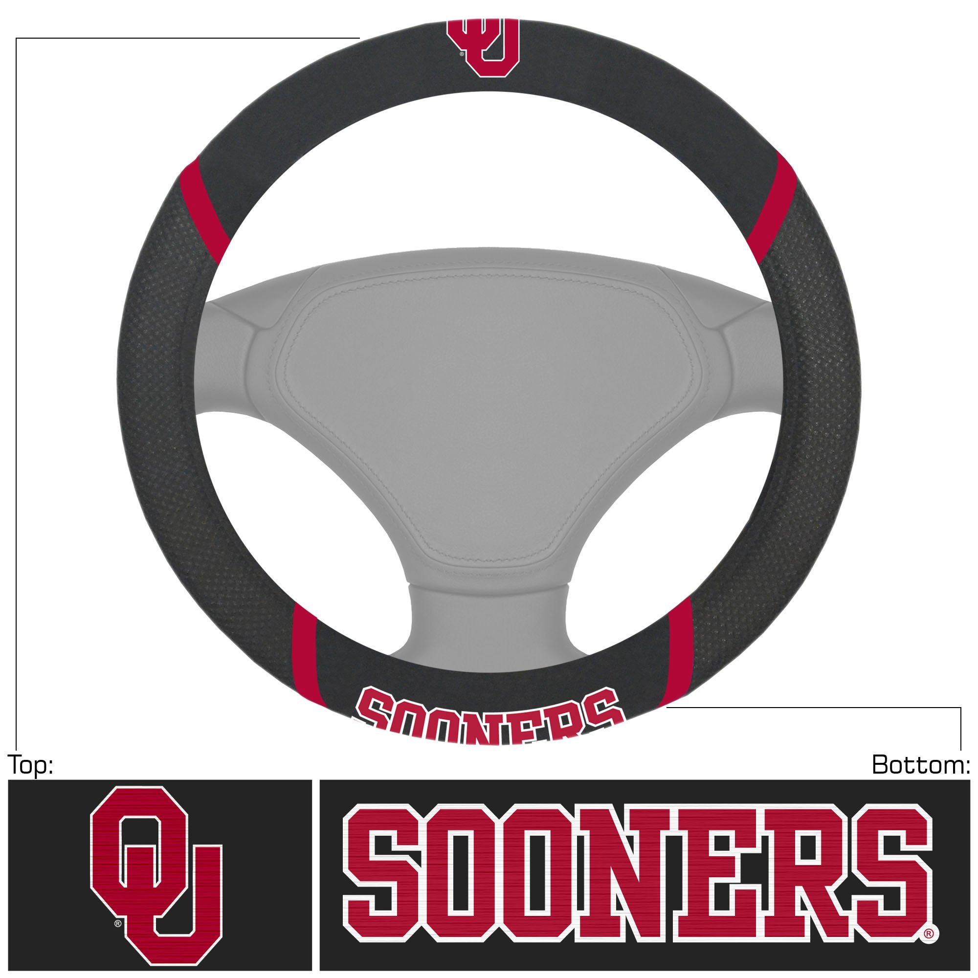 Official AAC FanMats NCAA Oklahoma Sooners Car Accessories Bundle - 3-Piece Set with Headrest Covers & Steering Wheel Cover | Perfect for Game Day, Tailgating & Showing Team Spirit