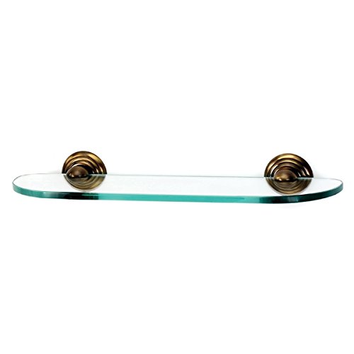 Antique English Style Embassy Traditional Glass Shelf with Metal Brackets - A9050-18-AE - Perfect for Living Room, Dining Room, and Office Decor