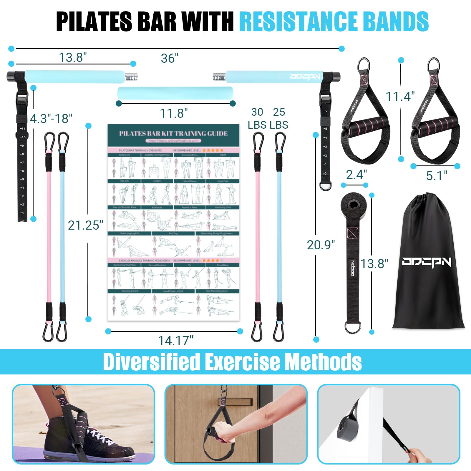 Pilates Bar Kit with Resistance Bands - Multifunctional Exercise Bar with Ab Roller for Pilates, Abs & Weight Loss - Portable Home Gym Equipment for Full Body Workout - Ideal for Women's Fitness & Home Training