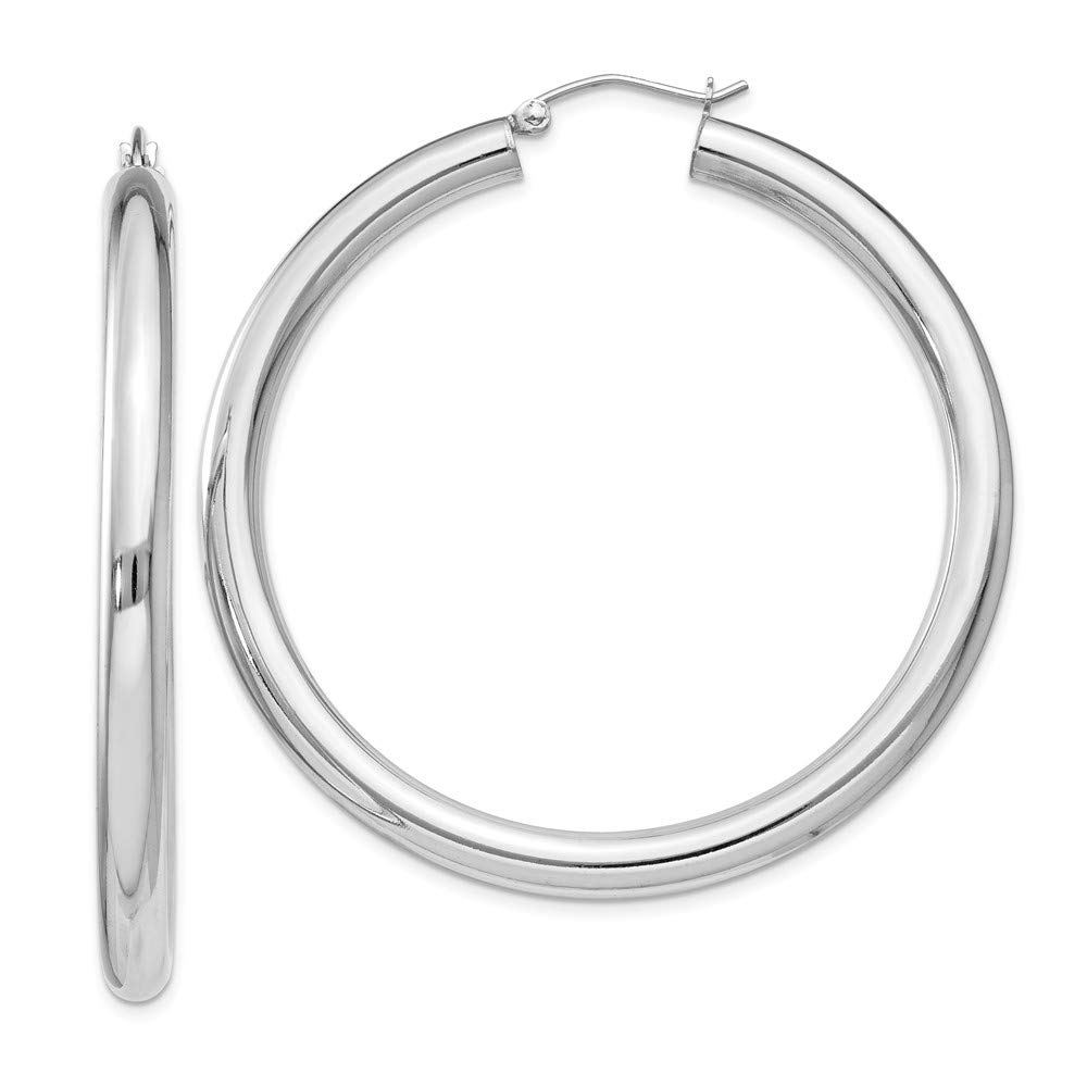 925 Sterling Silver 4mm Round Hoop Earrings - 52mm x 50mm | Hypoallergenic Dainty Everyday Jewelry for Women | Perfect for Work, Date Night & Gifts