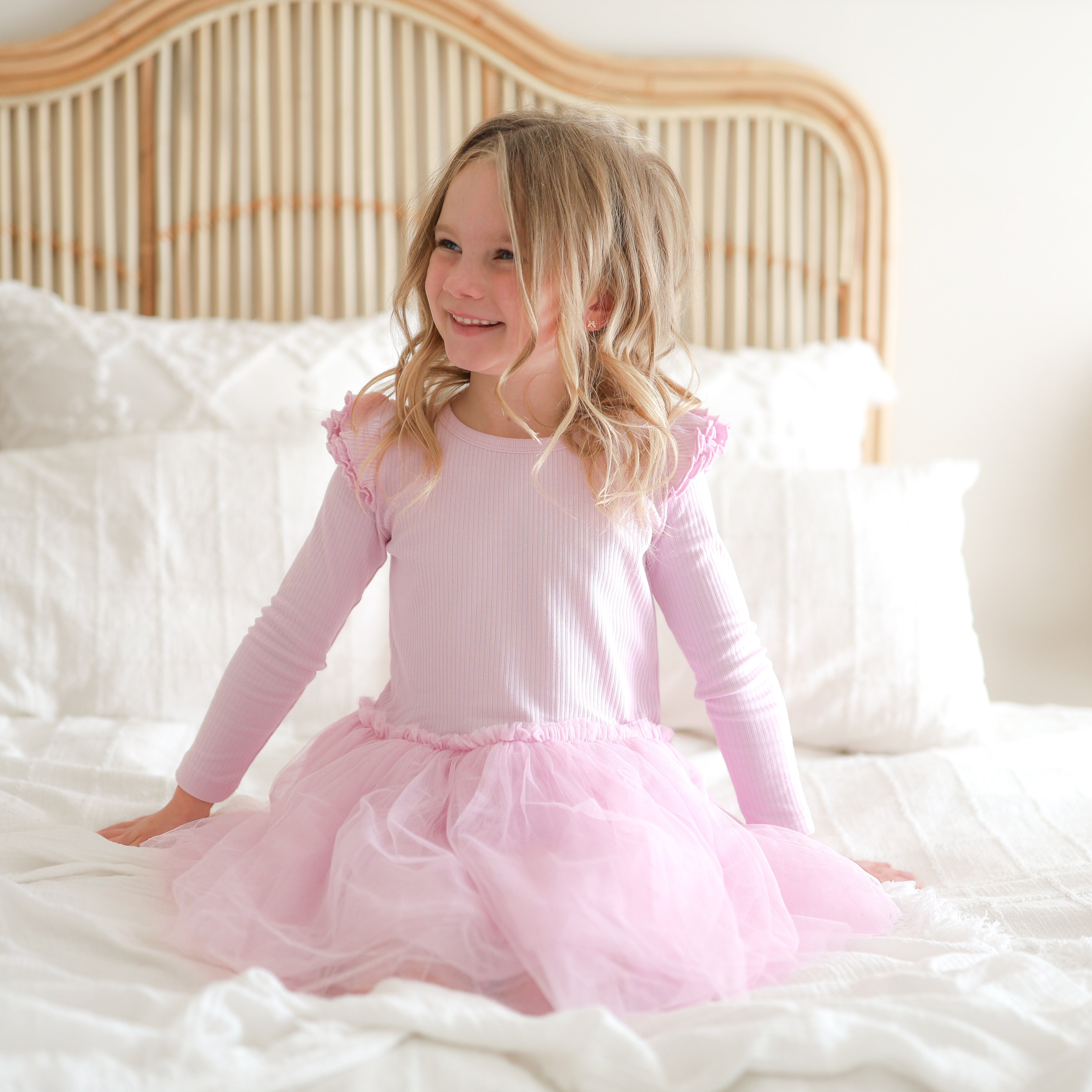 Cozy Long Sleeve Tutu Dress for Girls - Sweetest Lilac Floral Party Outfit | Perfect for Birthday, Photo Shoots & Special Occasions