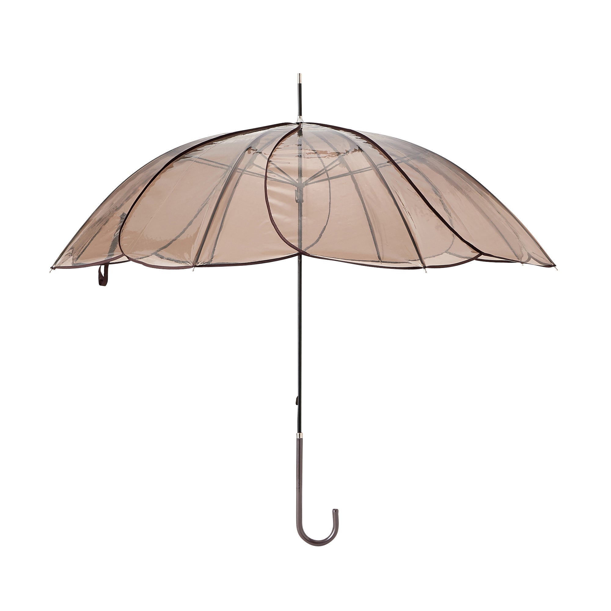 Clear Umbrella with Brown Color Piping - 58 Inch Windproof Golf Umbrella for Men & Women - Perfect for Golfing, Walking, and Outdoor Activities