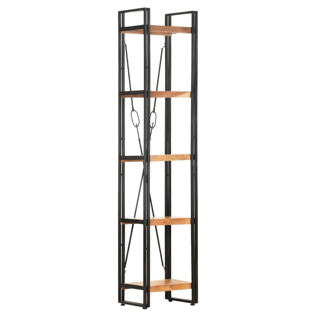 5-Tier Bookcase, Solid Acacia Wood Bookshelf - 15.7