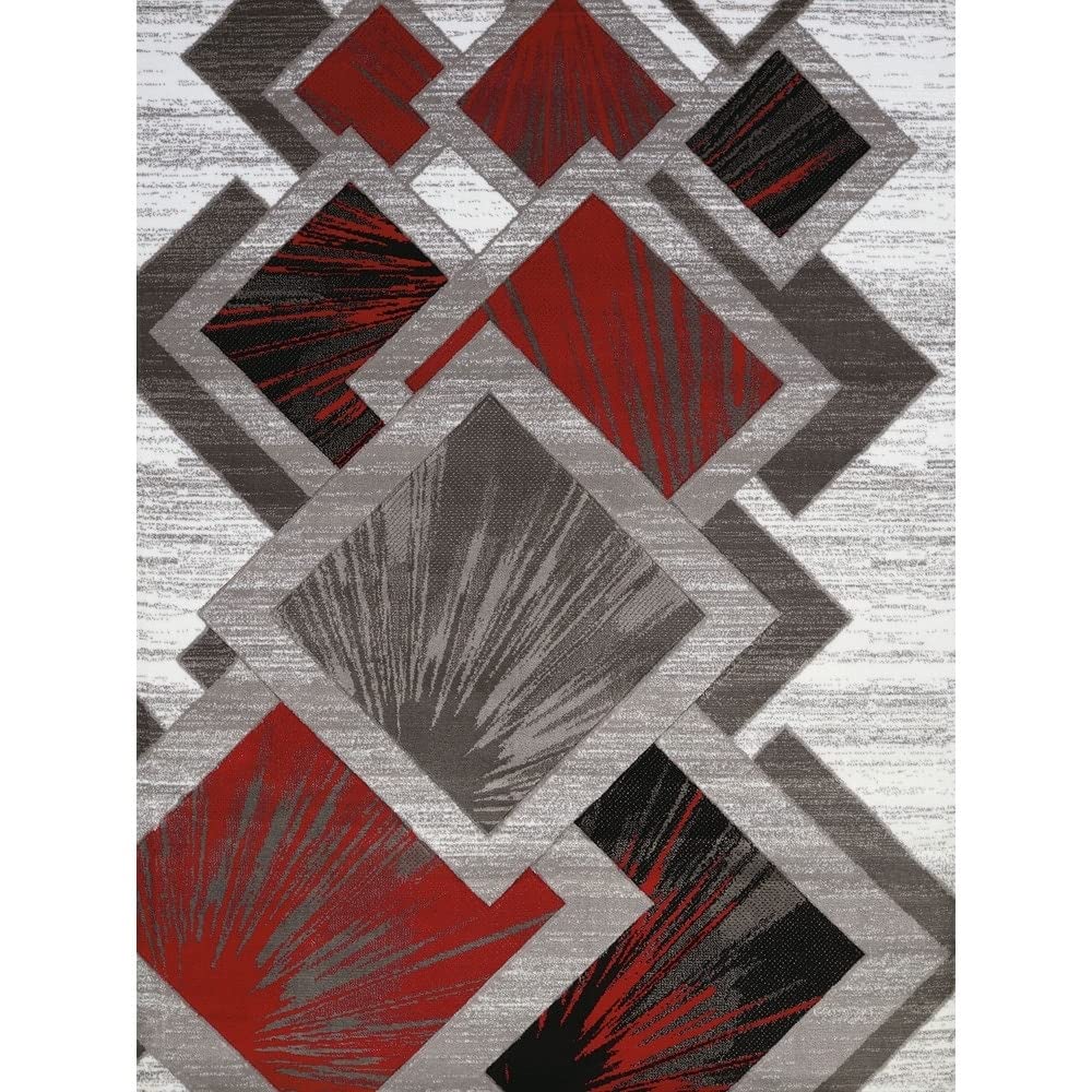 Westfield Home Gallery Tayah Geometric Area Rug - Red & Grey Runner 1'10